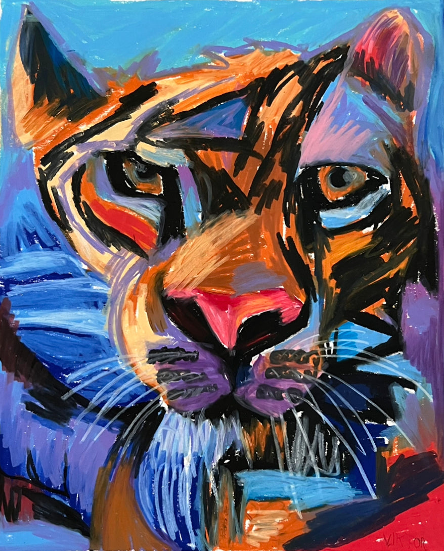 The Colorful Tiger - ORIGINAL  14x17”