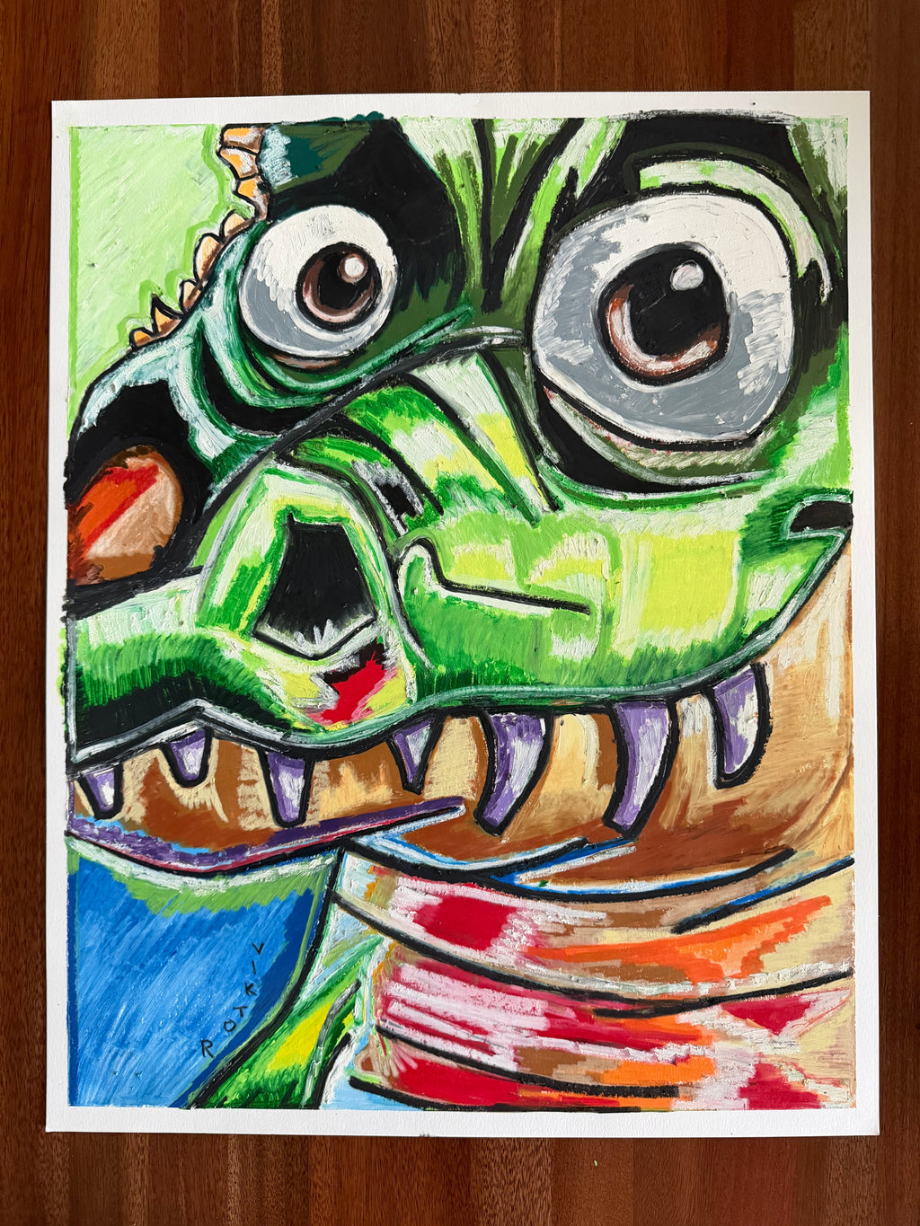 Green Giant - ORIGINAL OIL PASTEL ARTWORK - 19x24"