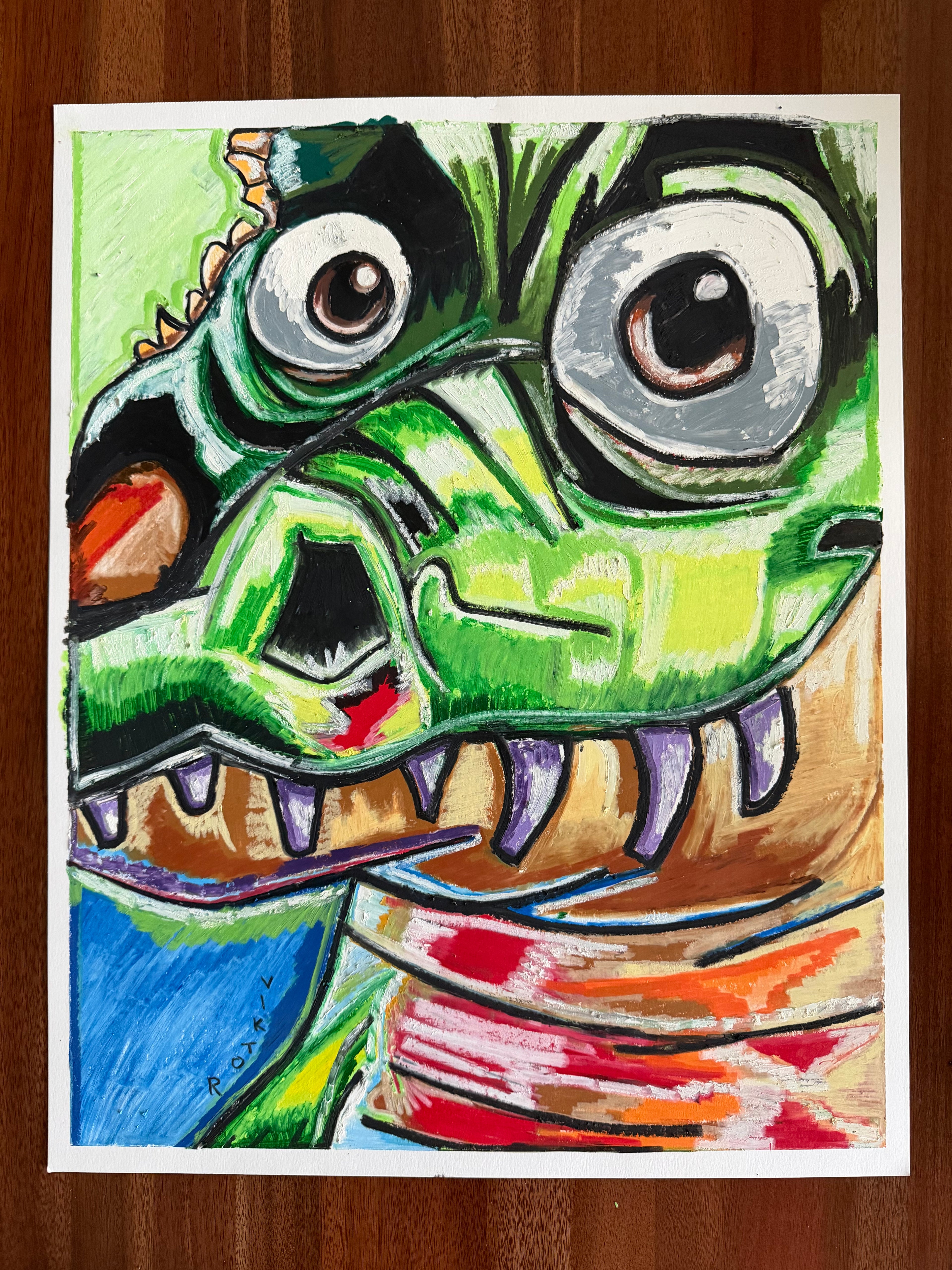 Green Giant - ORIGINAL OIL PASTEL ARTWORK - 19x24"