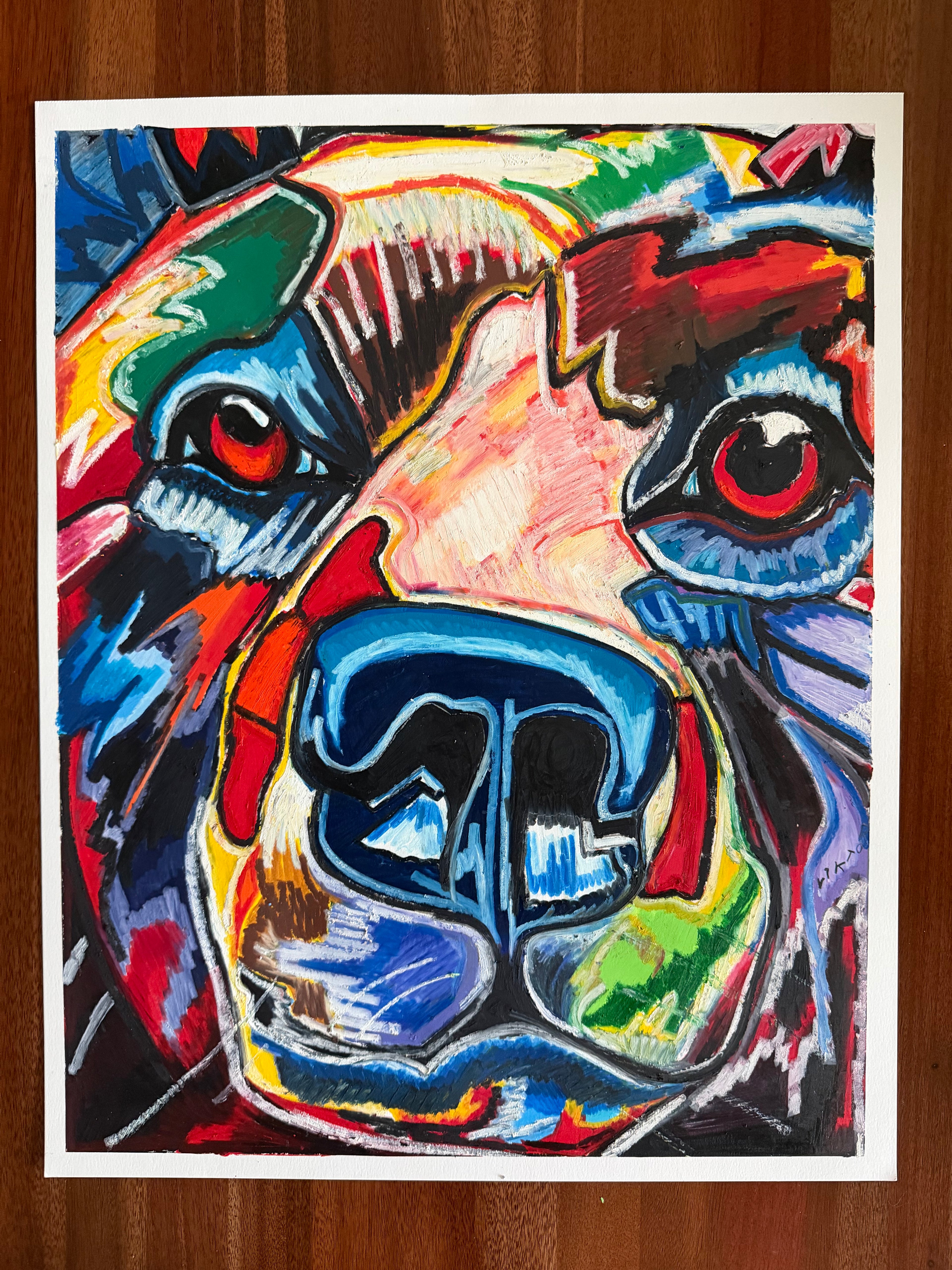 Bear's Adventure - ORIGINAL OIL PASTEL ARTWORK - 19x24"