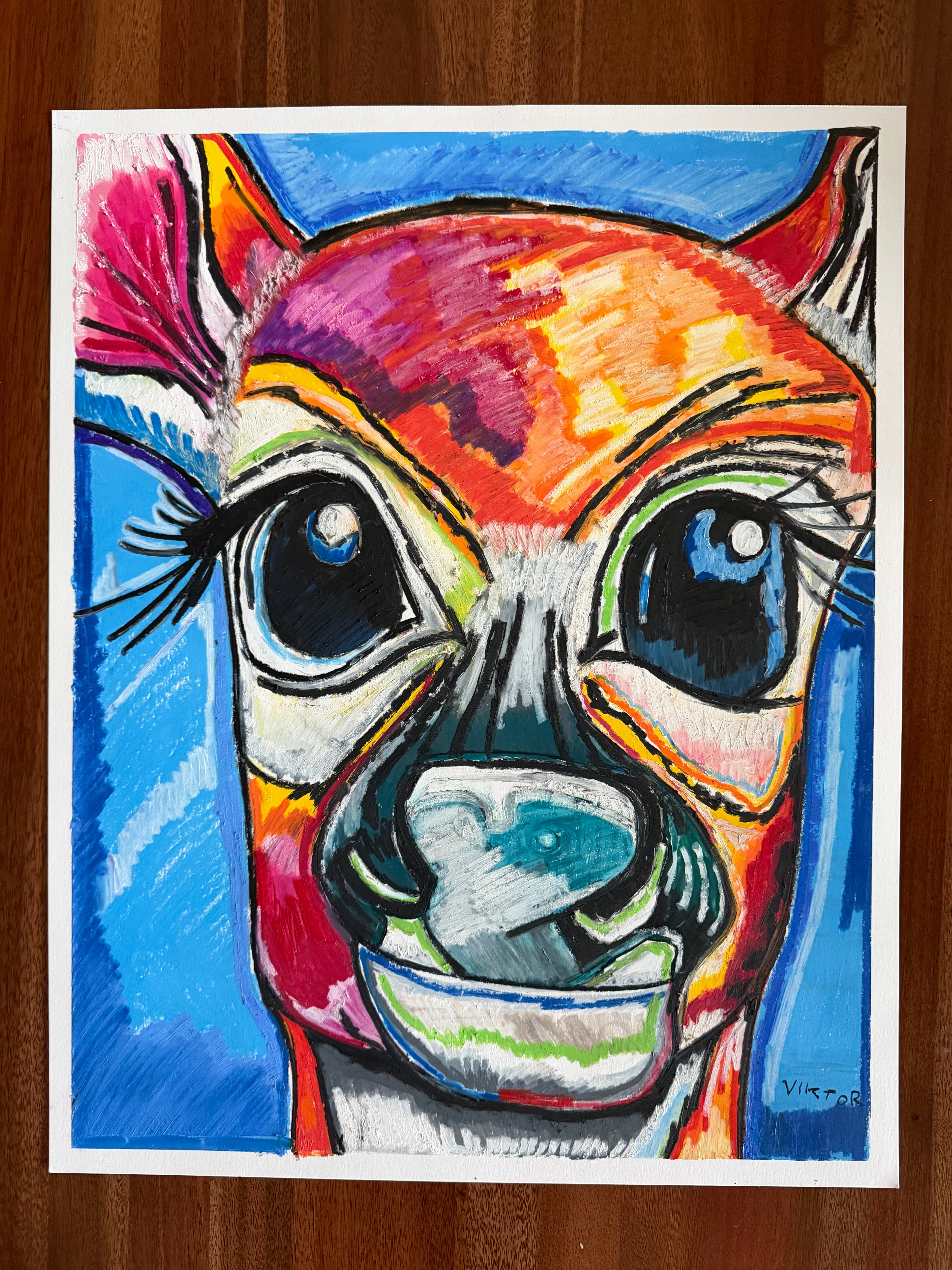 The Doe's Domain - ORIGINAL OIL PASTEL ARTWORK - 19x24"