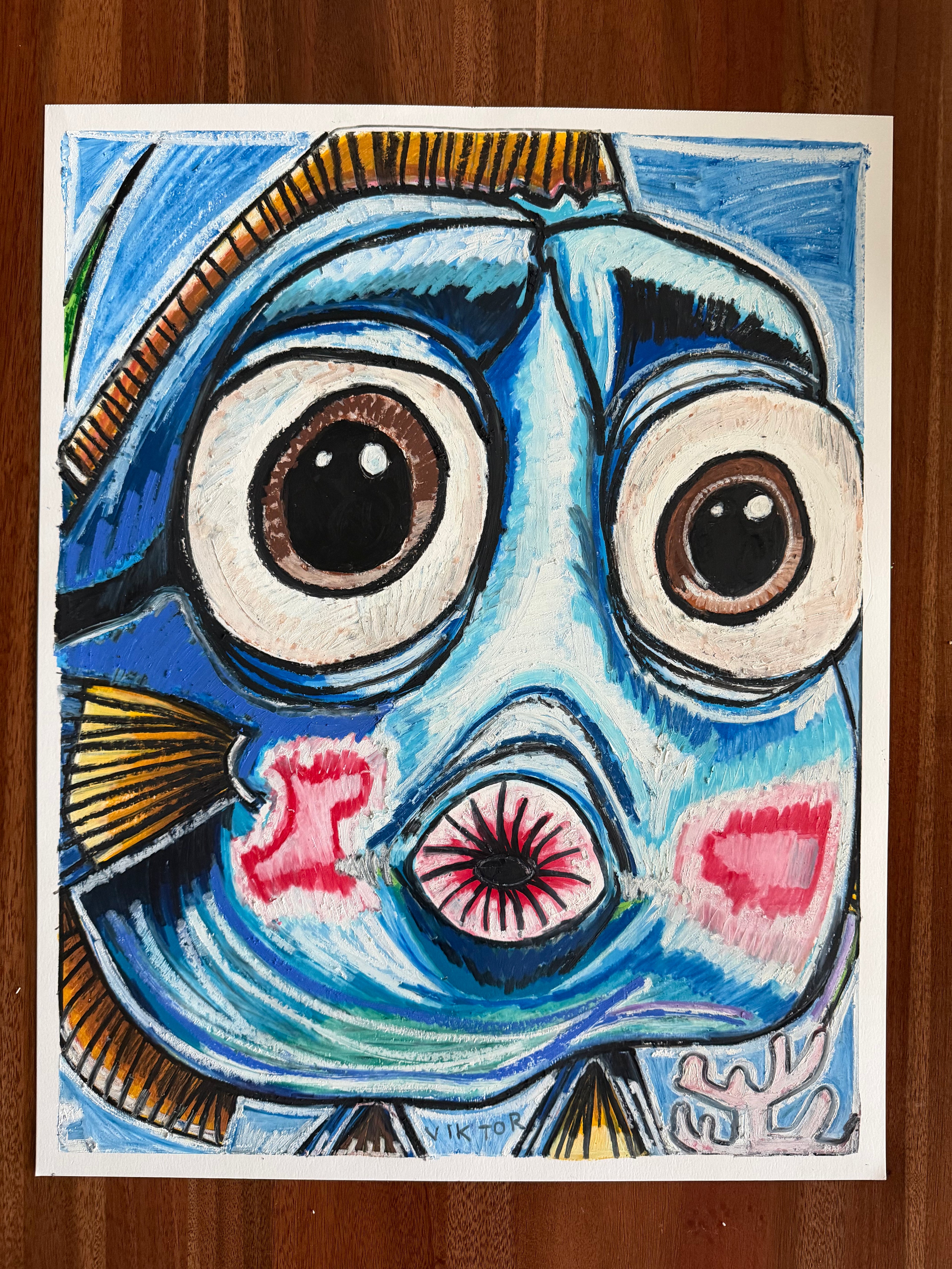 Kiss of the Deep - ORIGINAL OIL PASTEL ARTWORK - 19x24"