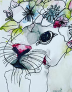 Rabbit Collection 1 (pink/green flowers) - Art Prints