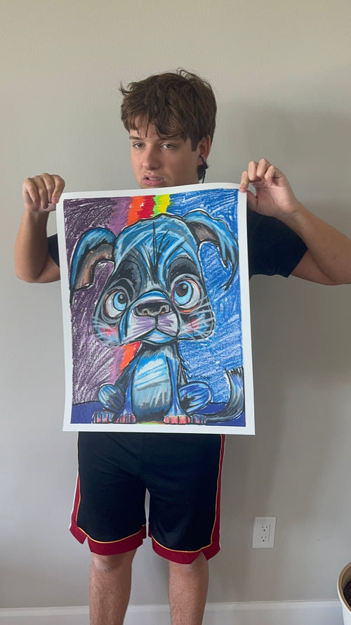 Blue Dog - ORIGINAL 16x20” (video attached) - Vichy's Art