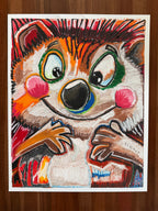 Spiky Sweetheart - ORIGINAL OIL PASTEL ARTWORK - 19x24" (video attached)