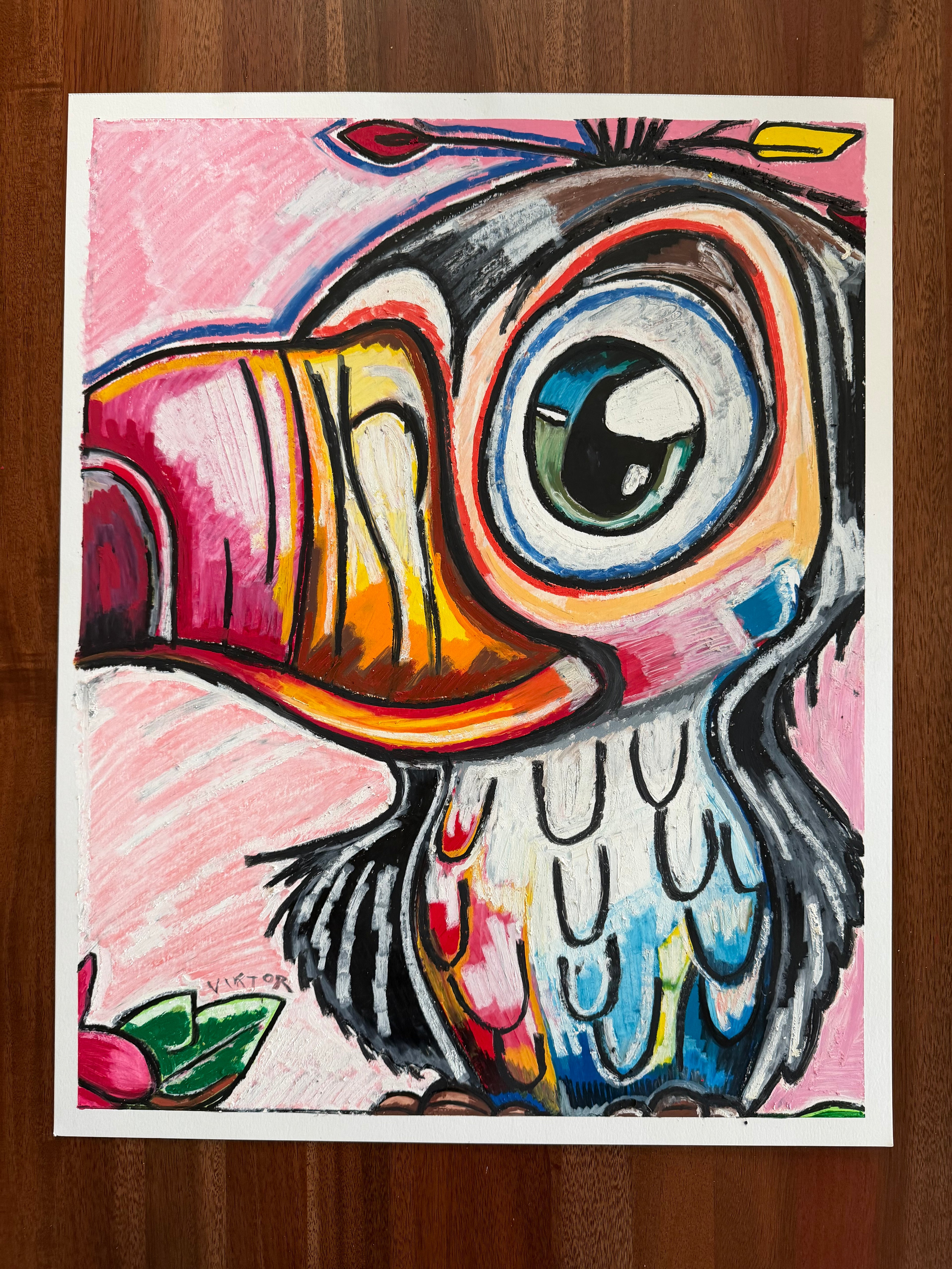 Toucan Tango - ORIGINAL OIL PASTEL ARTWORK - 19x24"