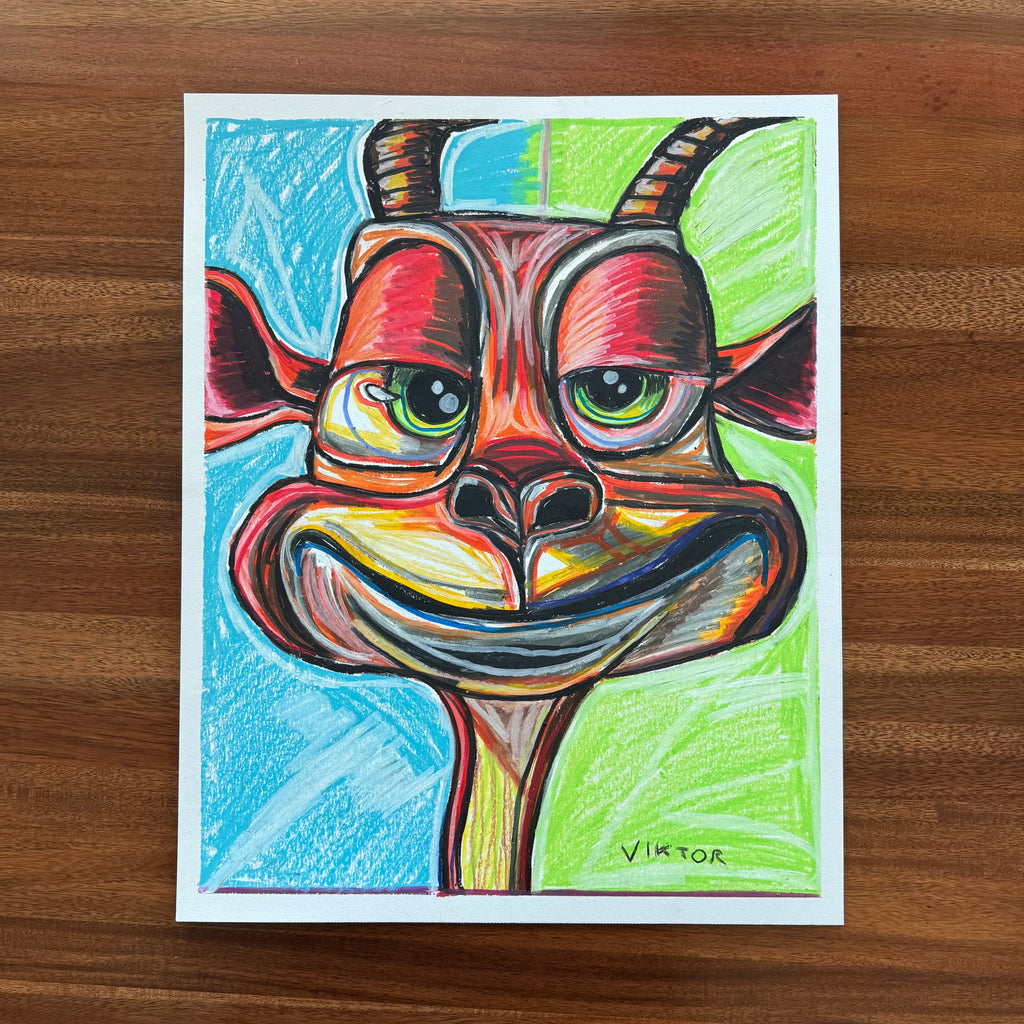 Cute Antelope  - ORIGINAL 16x20” (video attached) - Vichy's Art