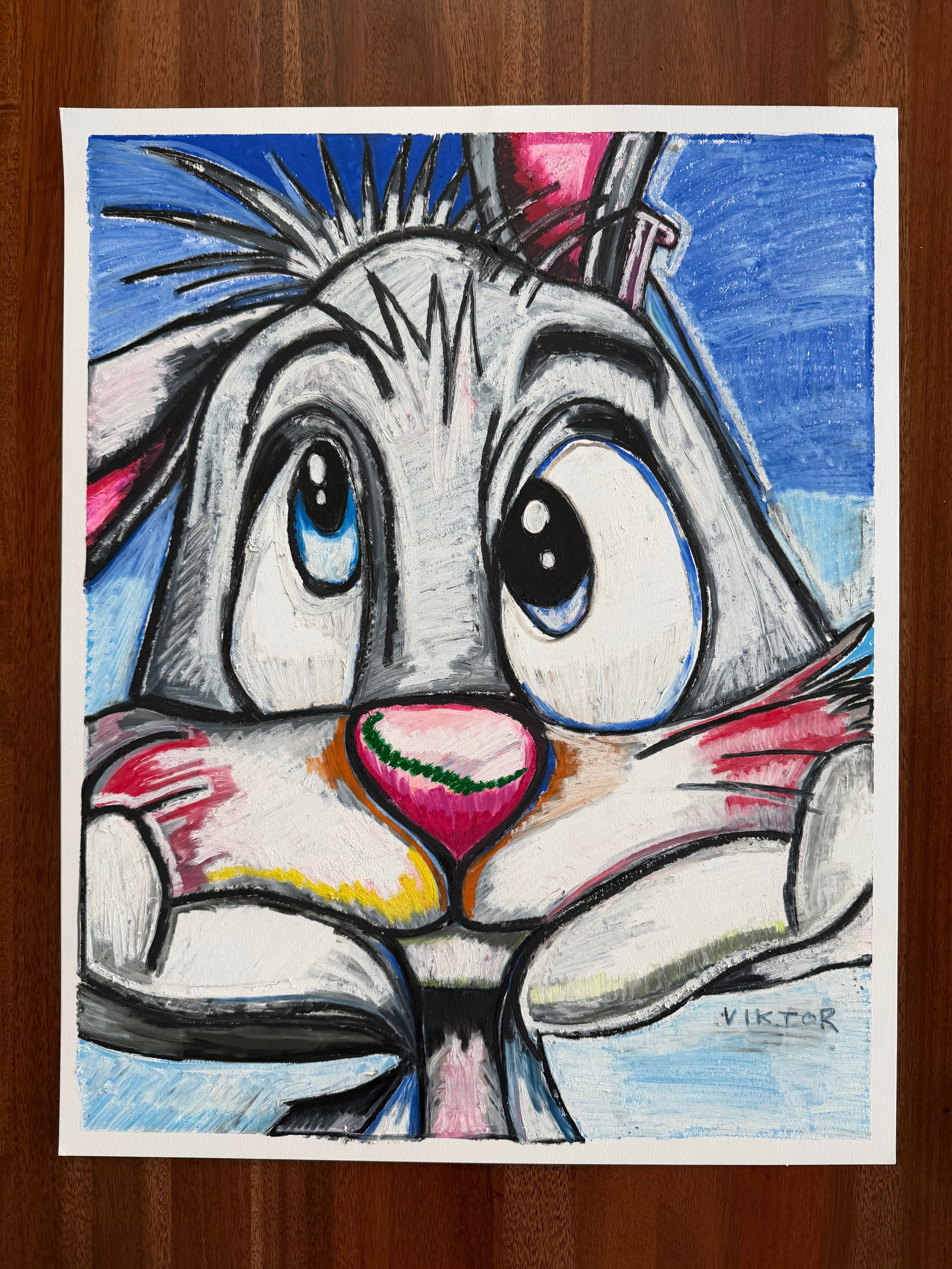 Fur-Ever Curious - ORIGINAL OIL PASTEL ARTWORK - 19x24" (video attached)