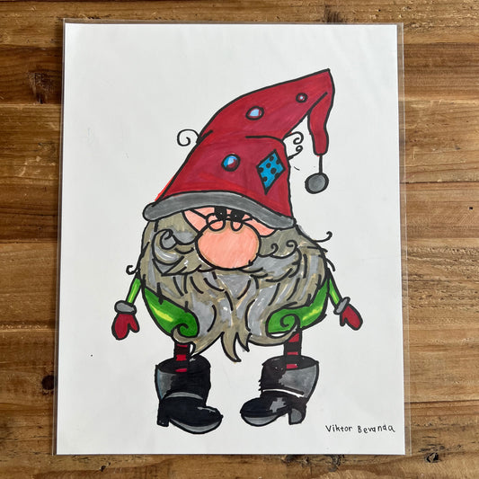 Mr Gnome - ORIGINAL (mixed media) 11x14”