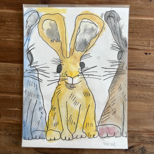 Rabbit 5 - ORIGINAL 9x12" watercolor