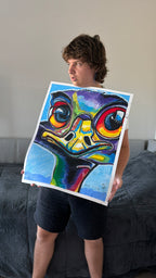 The Colorful Emu - ORIGINAL OIL PASTEL ARTWORK - 19x24" (video attached)