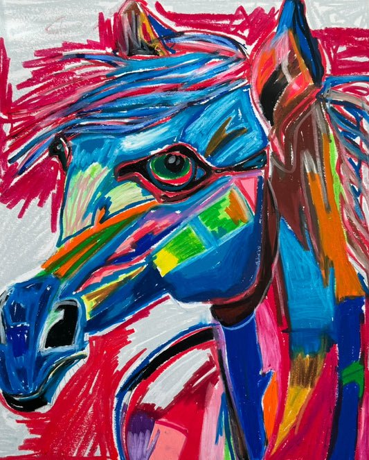 The Abstract Blue Horse - Art Prints