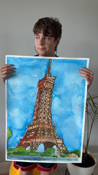Eiffel Tower (Paris) - ORIGINAL Watercolor artwork 22x30”