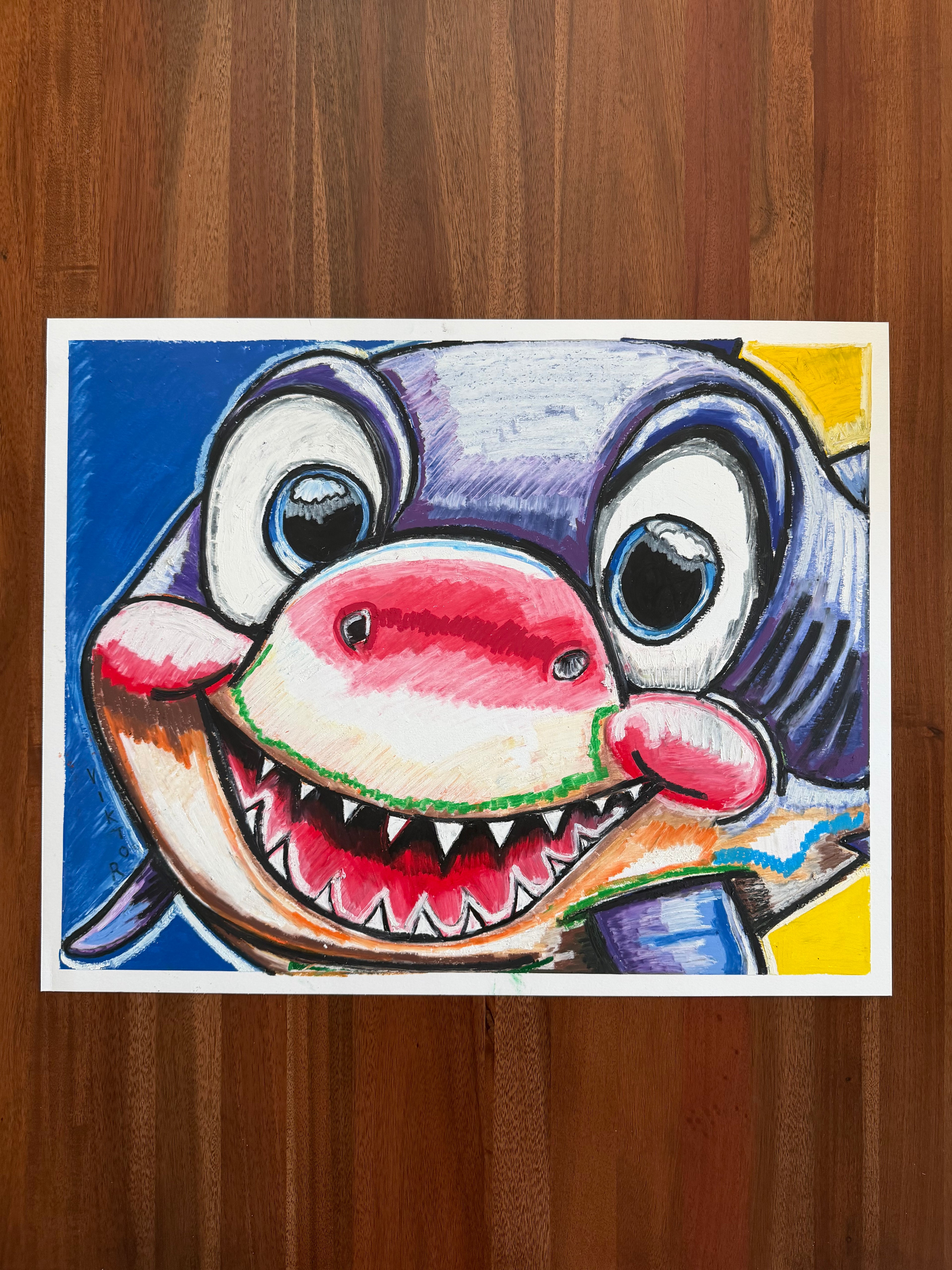 Friendly Smile - ORIGINAL OIL PASTEL ARTWORK - 24x19"