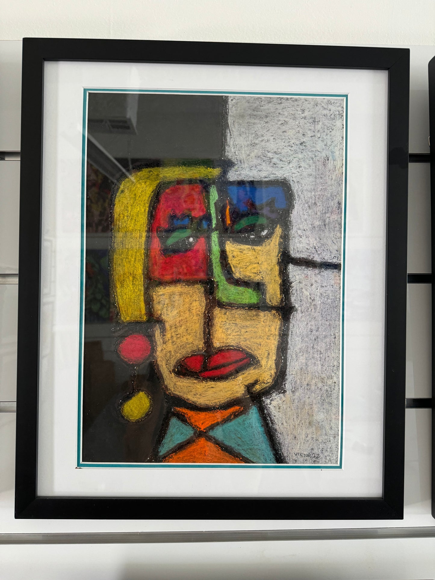 Face IV - Picasso style with glitter - ORIGINAL 12x17” FRAMED