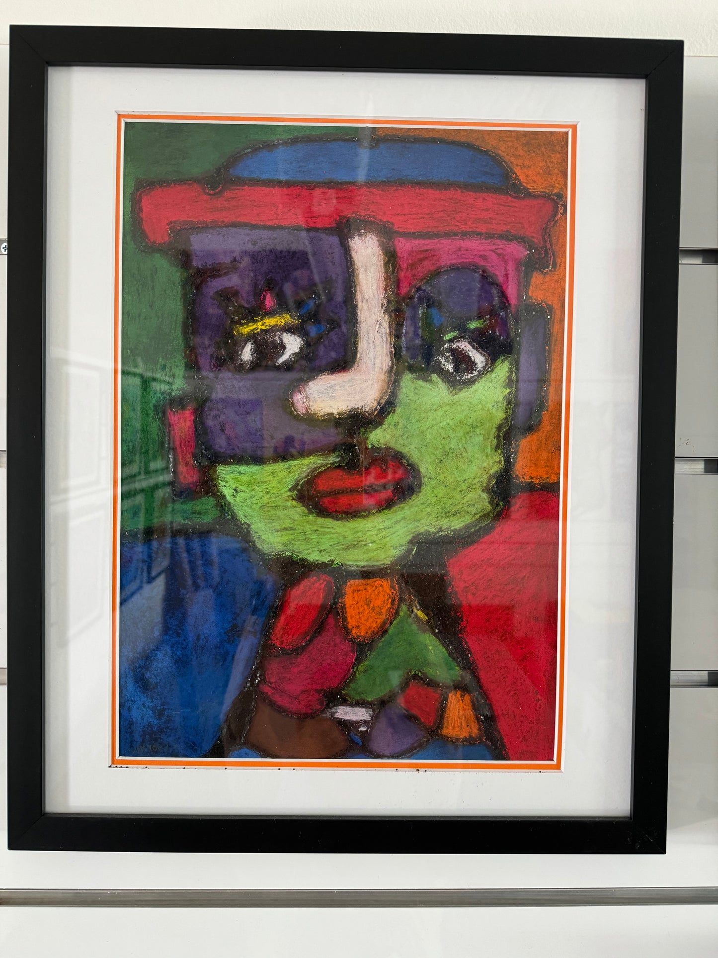 Face III - Picasso style with glitter - ORIGINAL 12x17” FRAMED