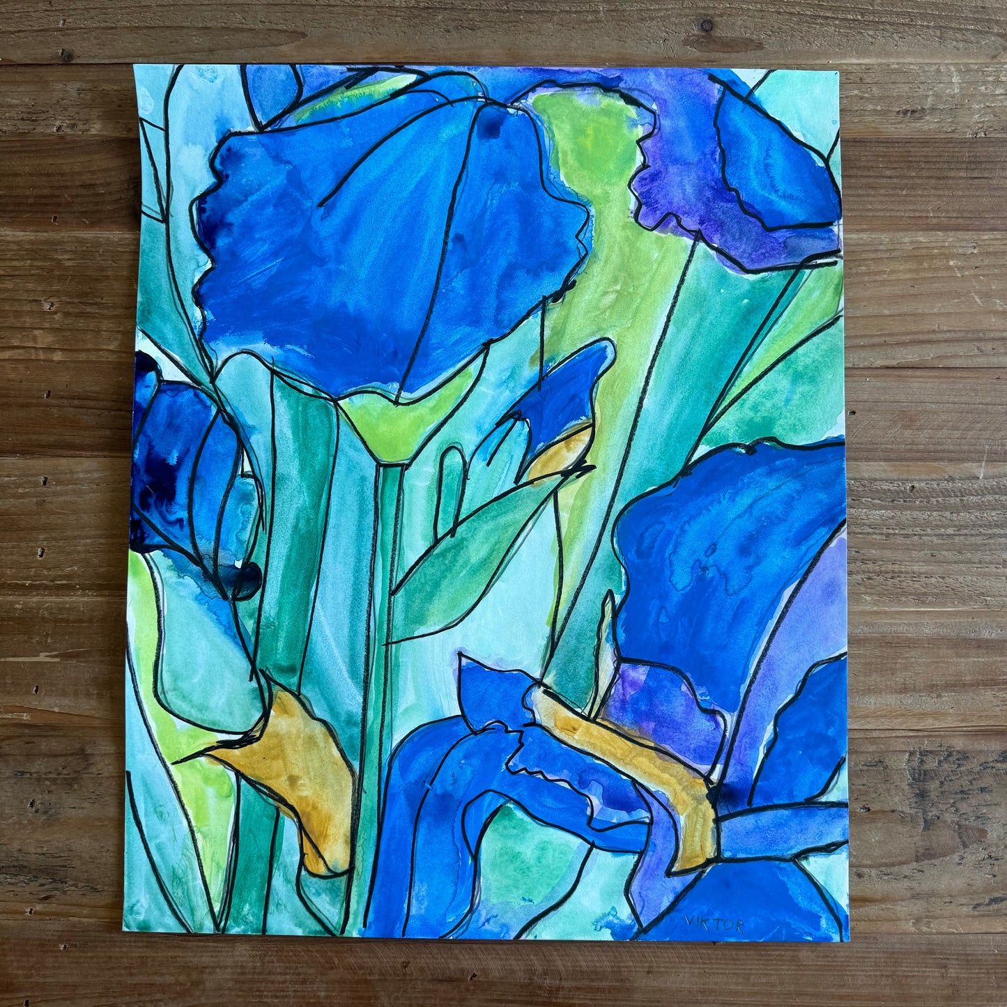 The Spring Flowers Collection: Iris - ORIGINAL  14X17"