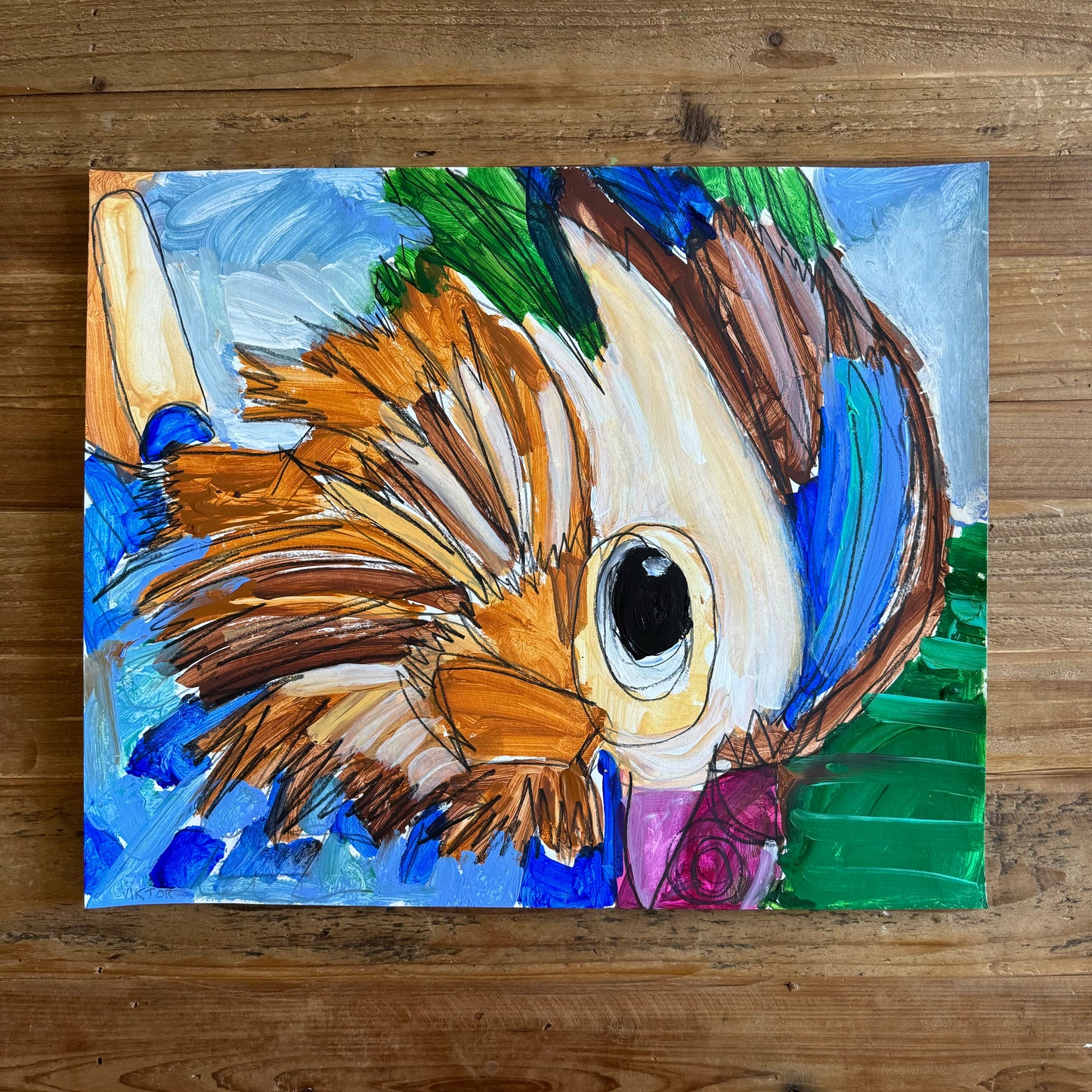 The Bird Collection: Colorful Bird - ORIGINAL  14X17"