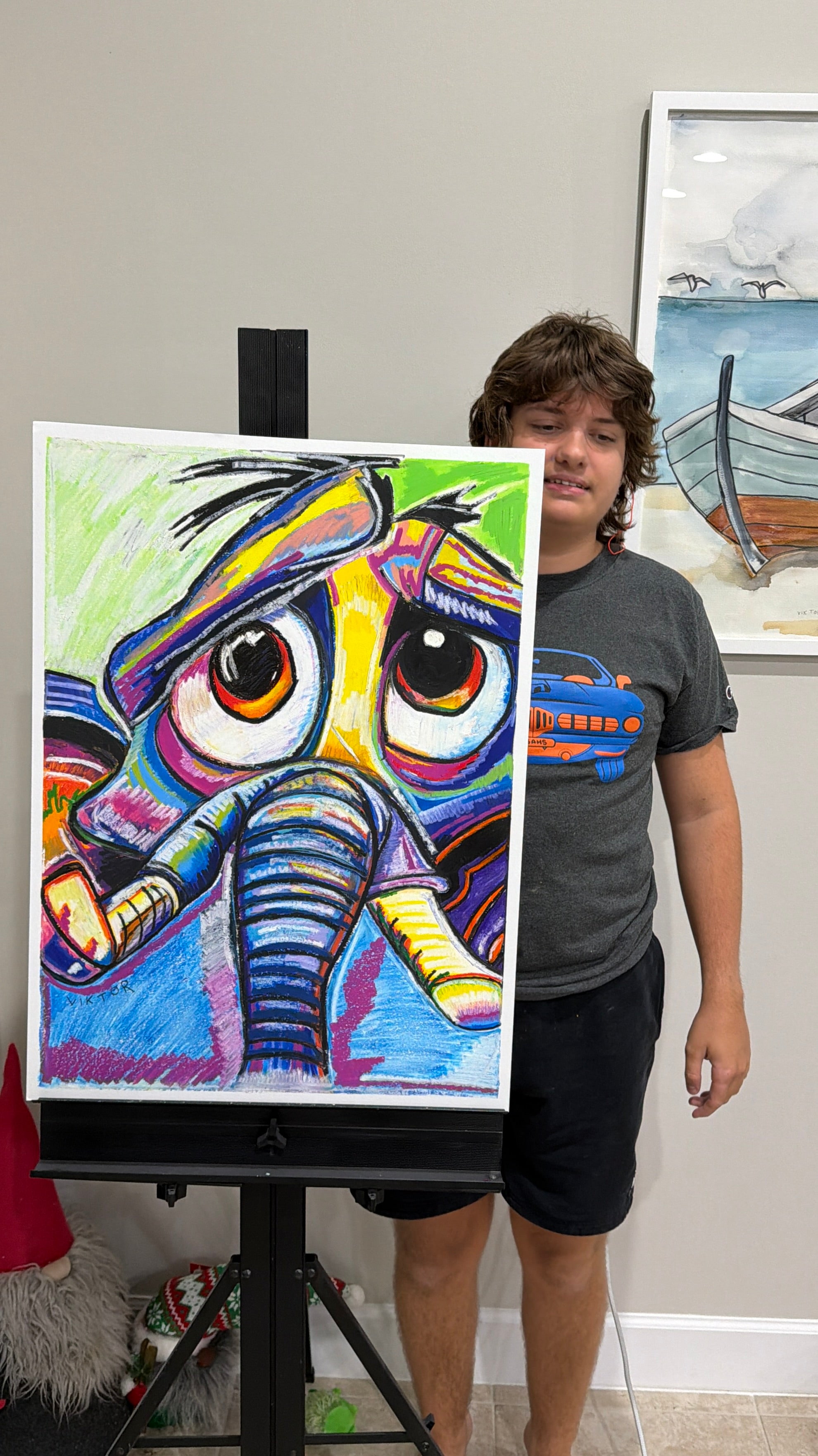 Trunk Tales -  Original oil pastels Artwork - 22x30"