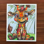 Baby Giraffe - ORIGINAL OIL PASTEL ARTWORK - 16x20” (video attached)