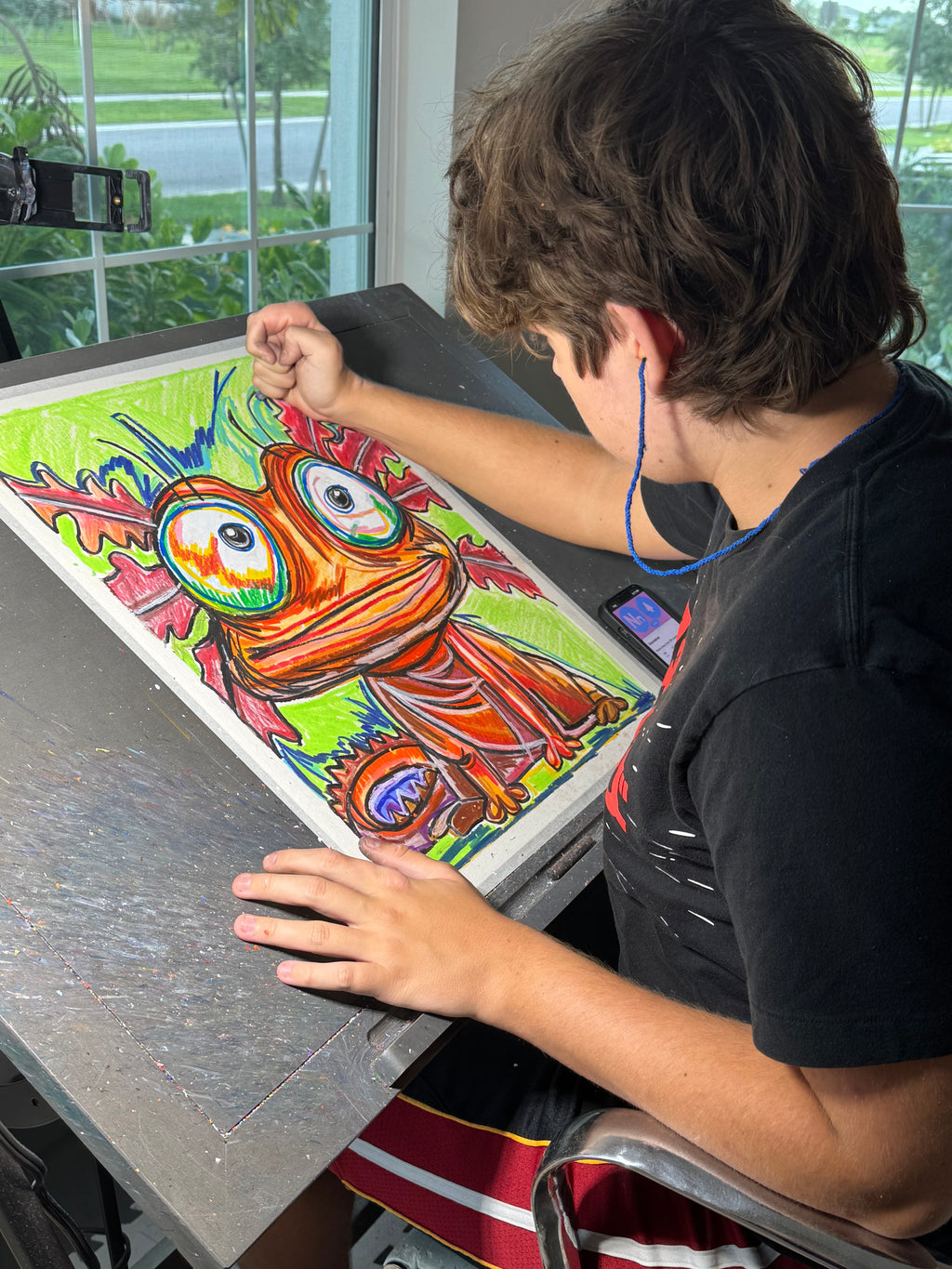 Axolotl - ORIGINAL OIL PASTEL ARTWORK - 16x20” (video attached)