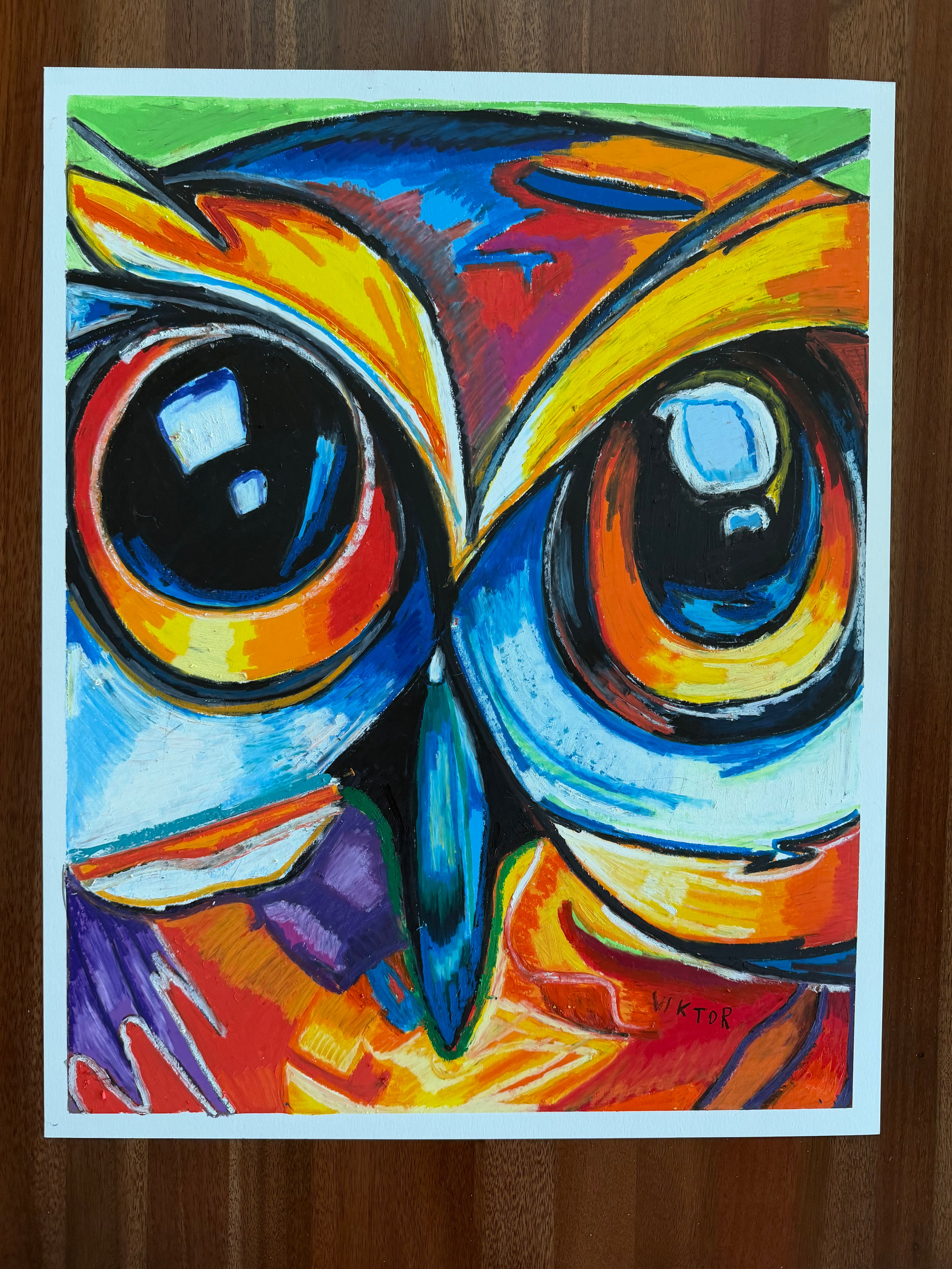 Vibrant Nocturnal Majesty - Original oil pastels artwork 19x24” (video attached)