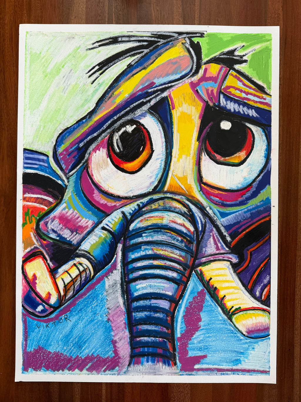 Trunk Tales -  Original oil pastels Artwork - 22x30"