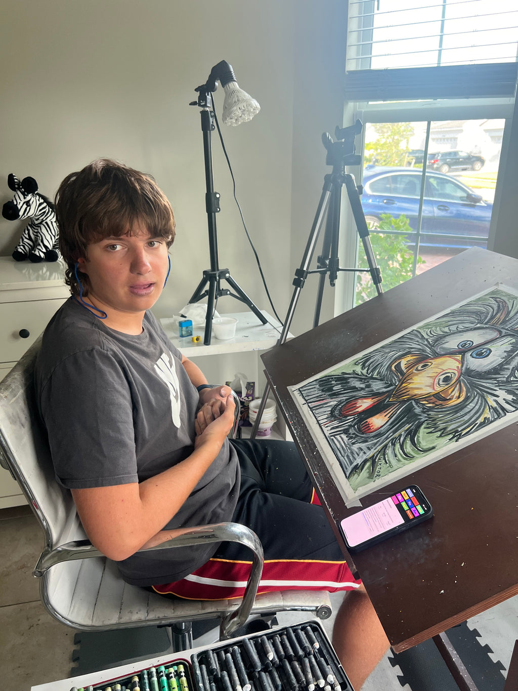 Morris - ORIGINAL OIL PASTEL ARTWORK - 19x24" (video attached)