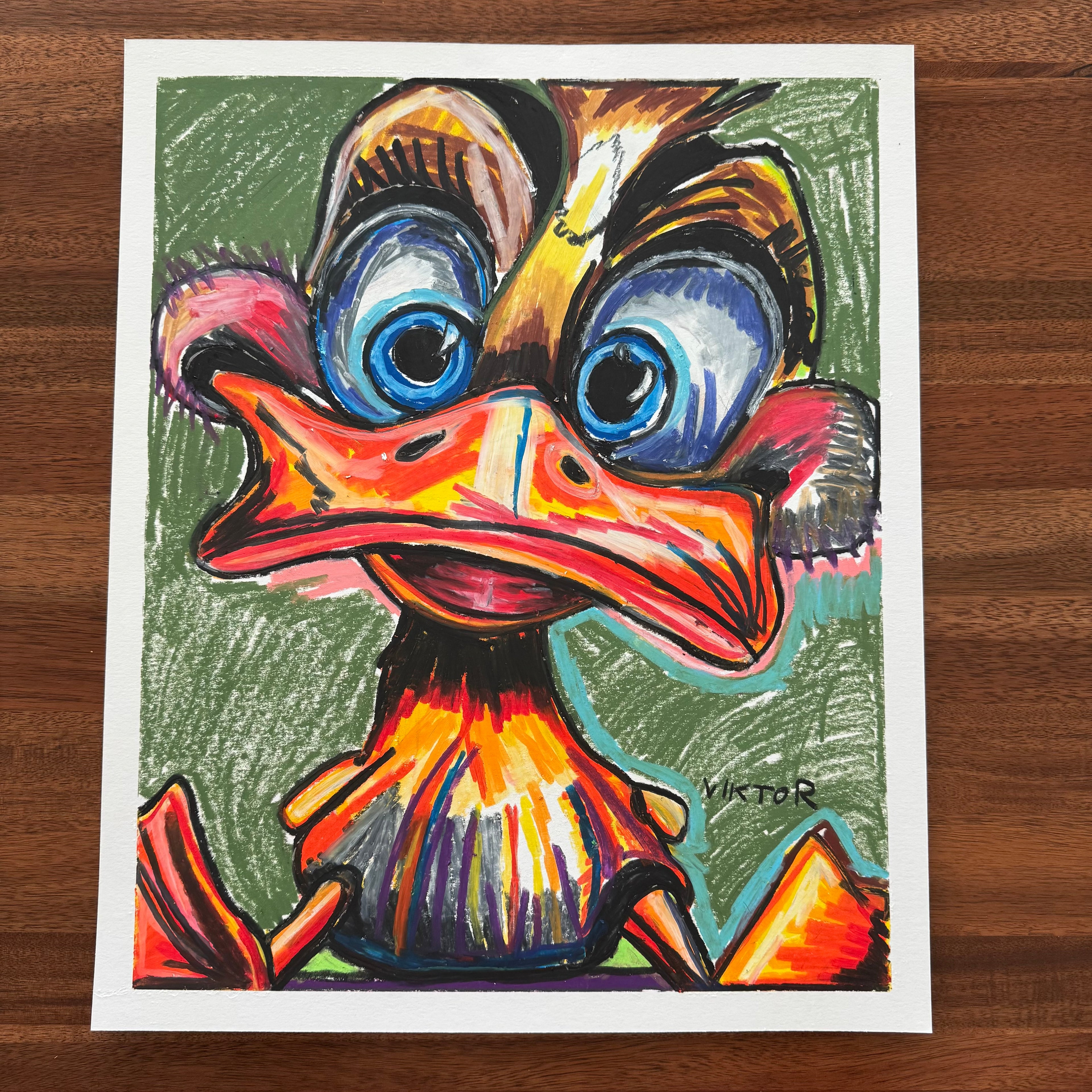 Splish Splash - ORIGINAL OIL PASTEL ARTWORK - 14x17" (video attached)