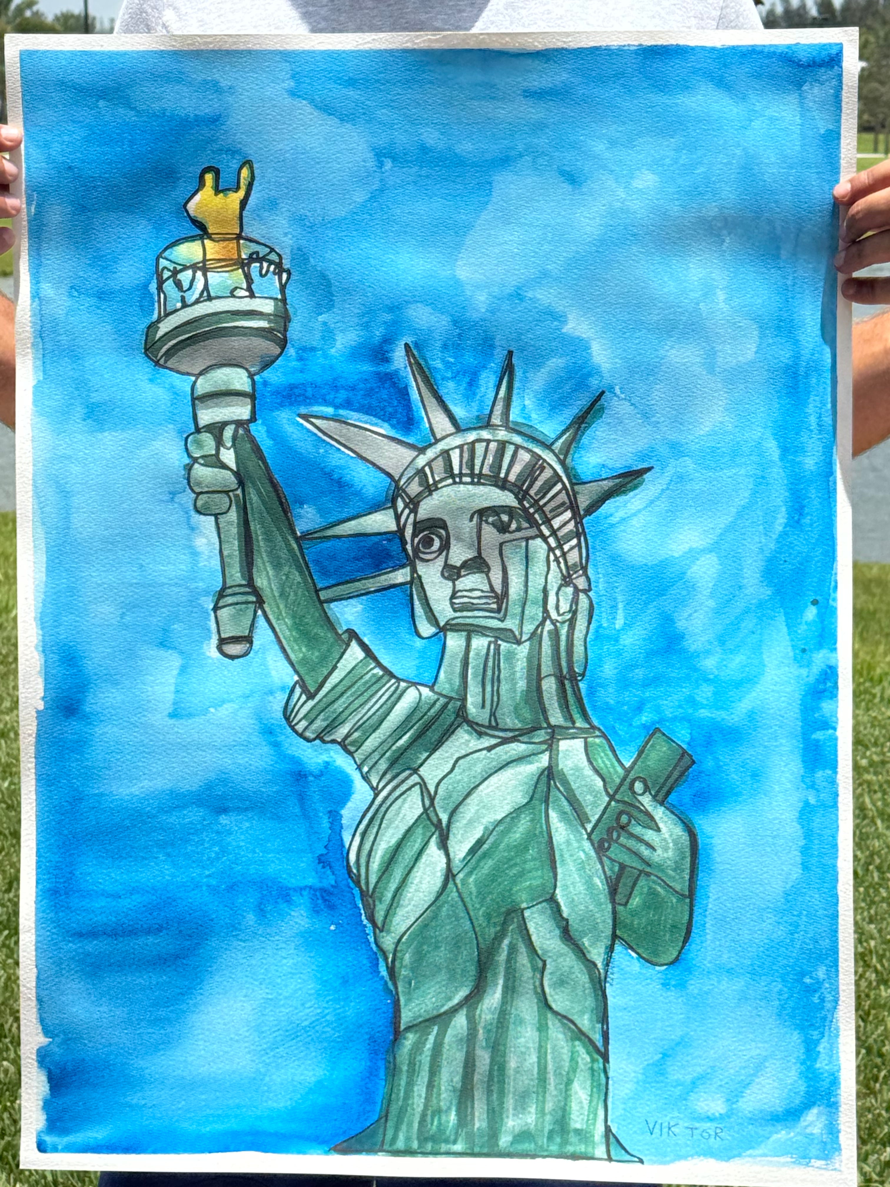 Statue of Liberty National Monument - ORIGINAL Watercolor artwork 22x30”