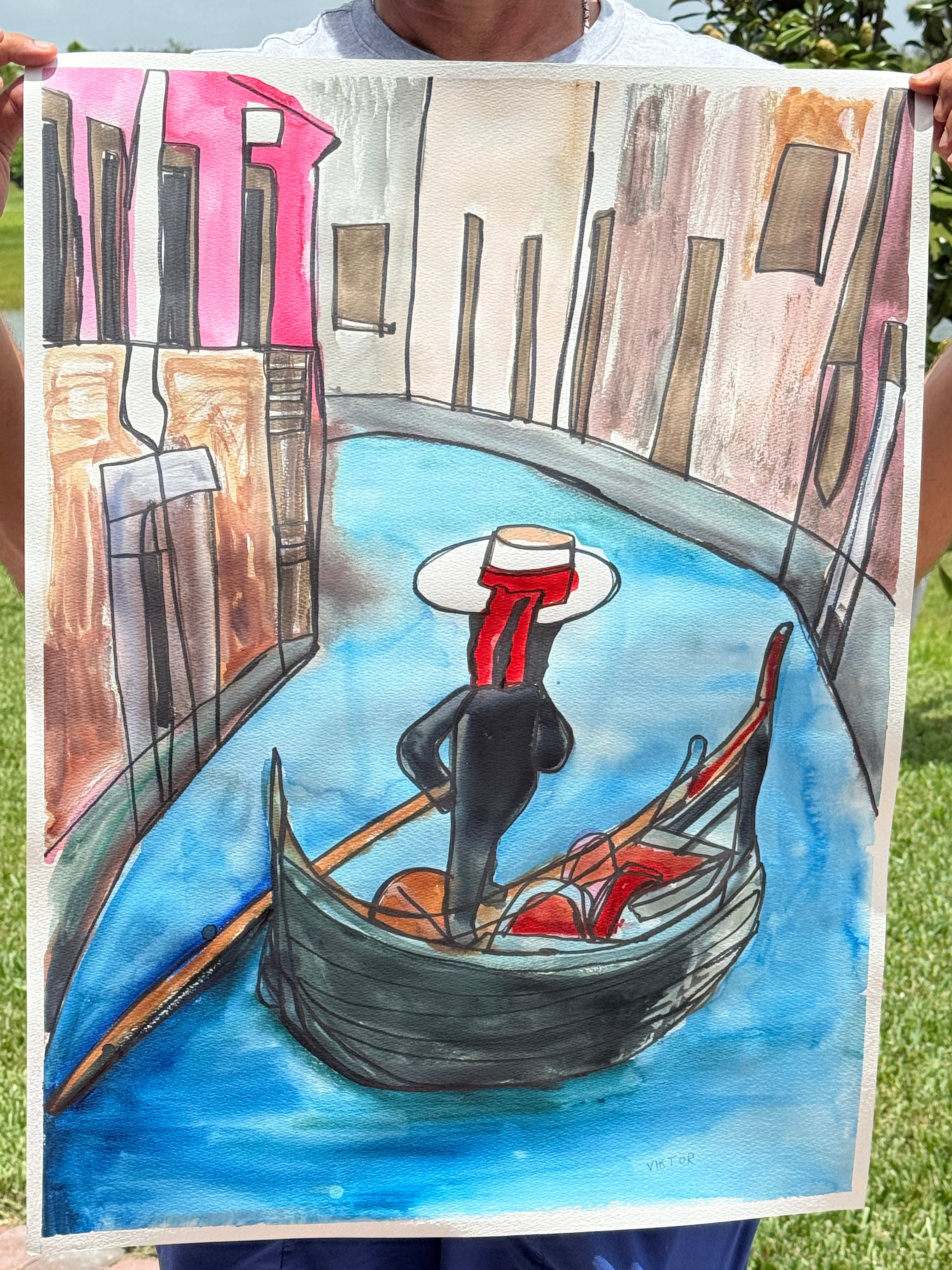 Venice Gondolier - ORIGINAL Watercolor artwork 22x30”