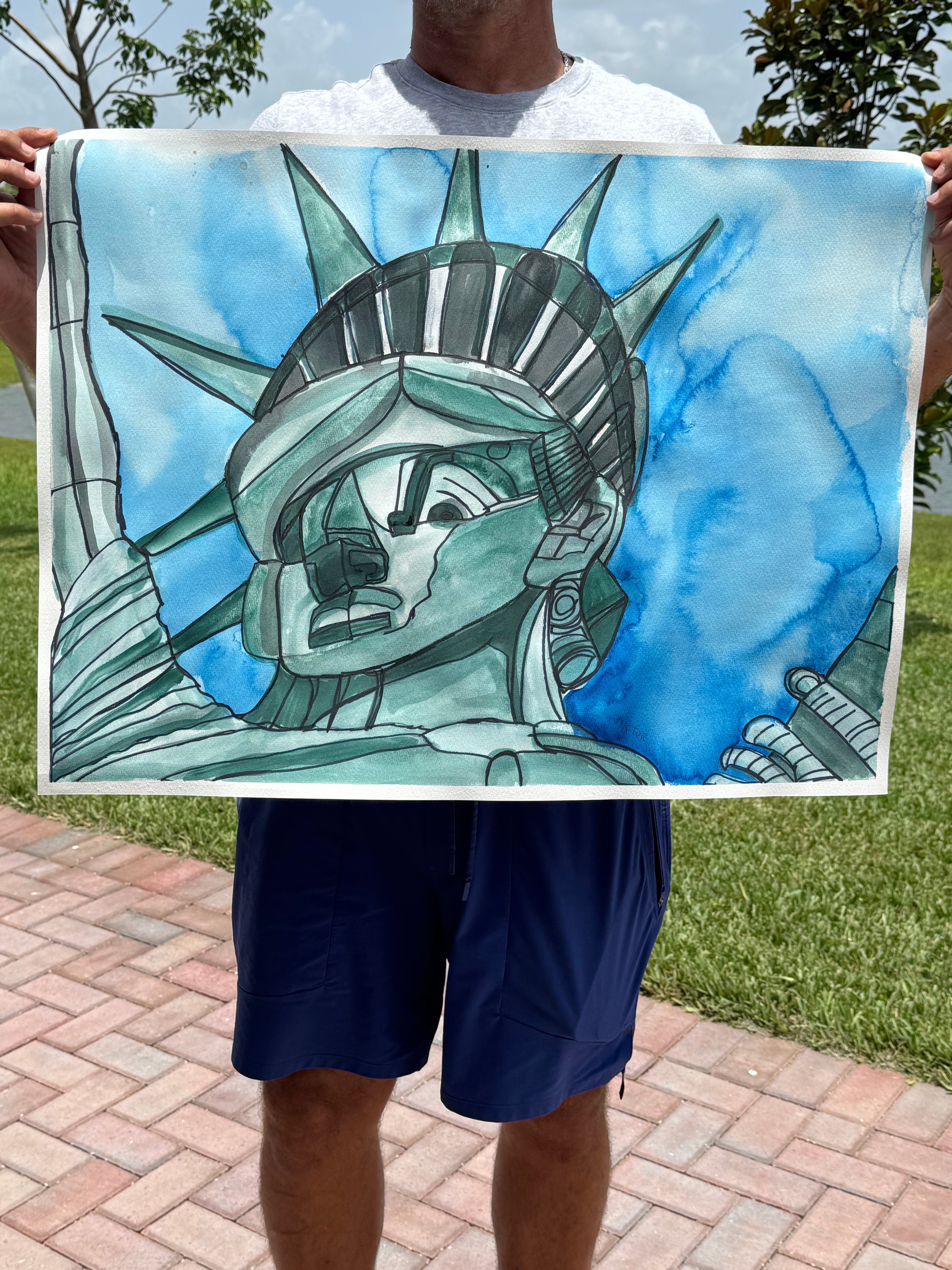 Statue of Liberty - ORIGINAL Watercolor artwork 22x30”