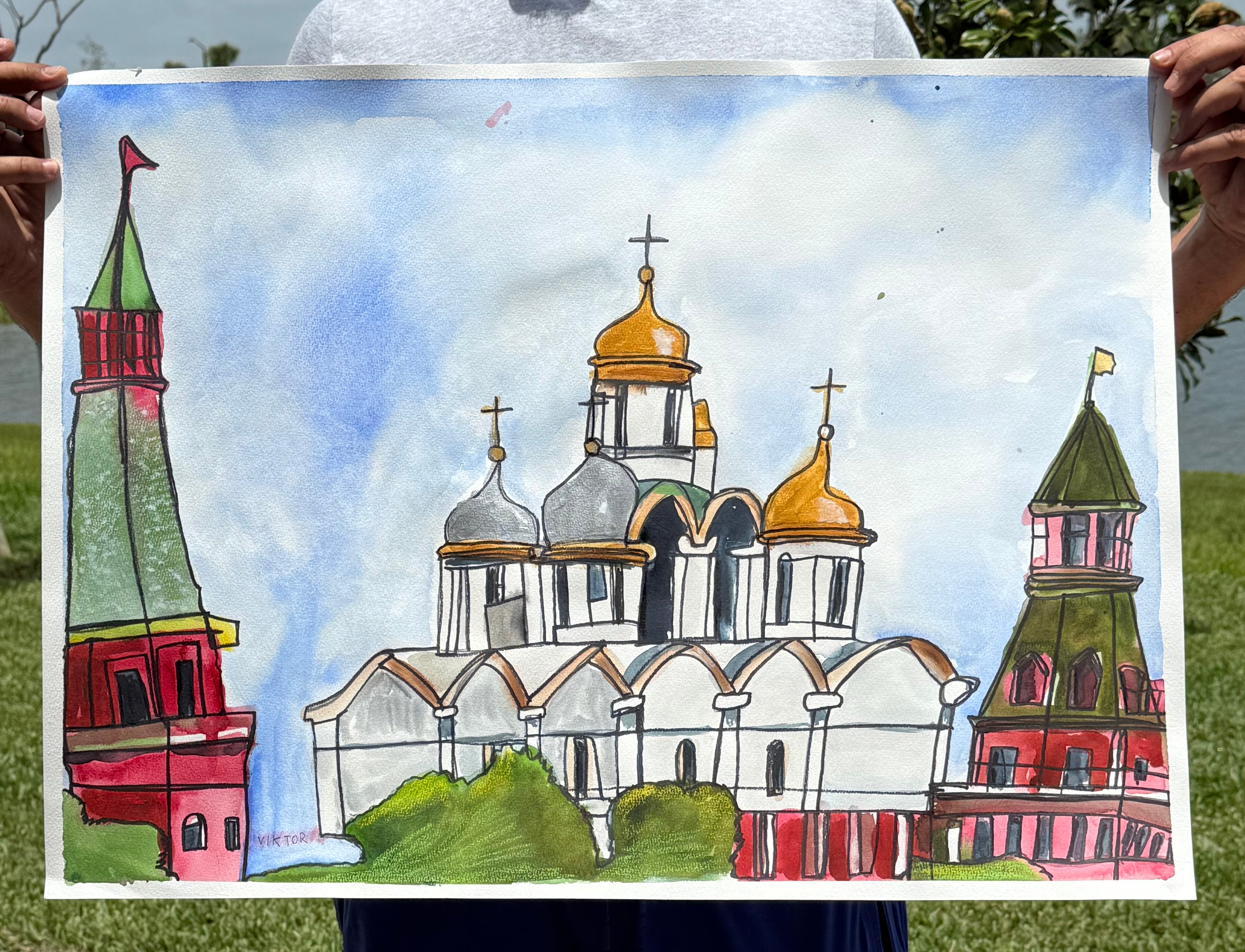 Moscow - ORIGINAL Watercolor artwork 22x30”