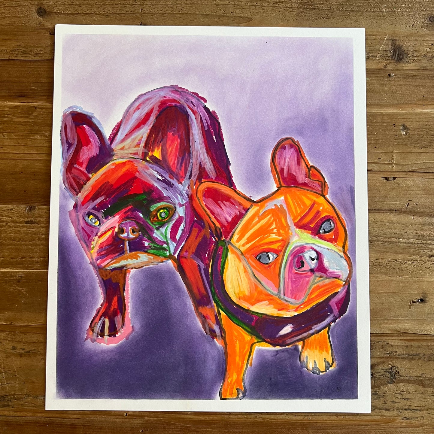 Colorful Frenchies - ORIGINAL  14x17”