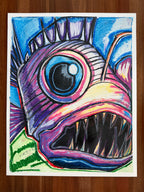 Angler Fish - Original oil pastels artwork 19x24” (video attached)