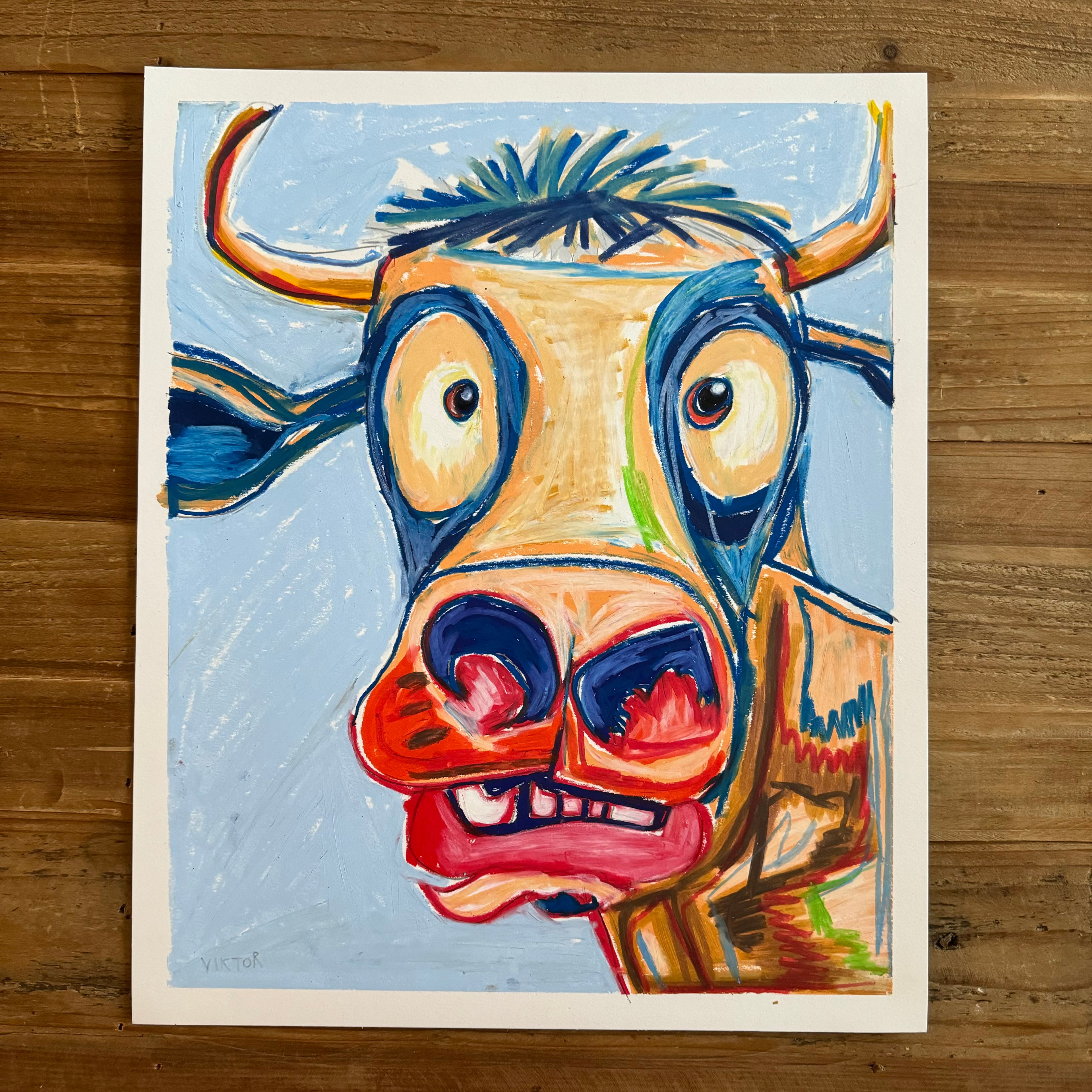 The Surprised Cow - ORIGINAL  14x17”