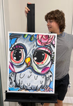 Lady Owl - ORIGINAL OIL PASTEL ARTWORK - 19x24" (video attached)