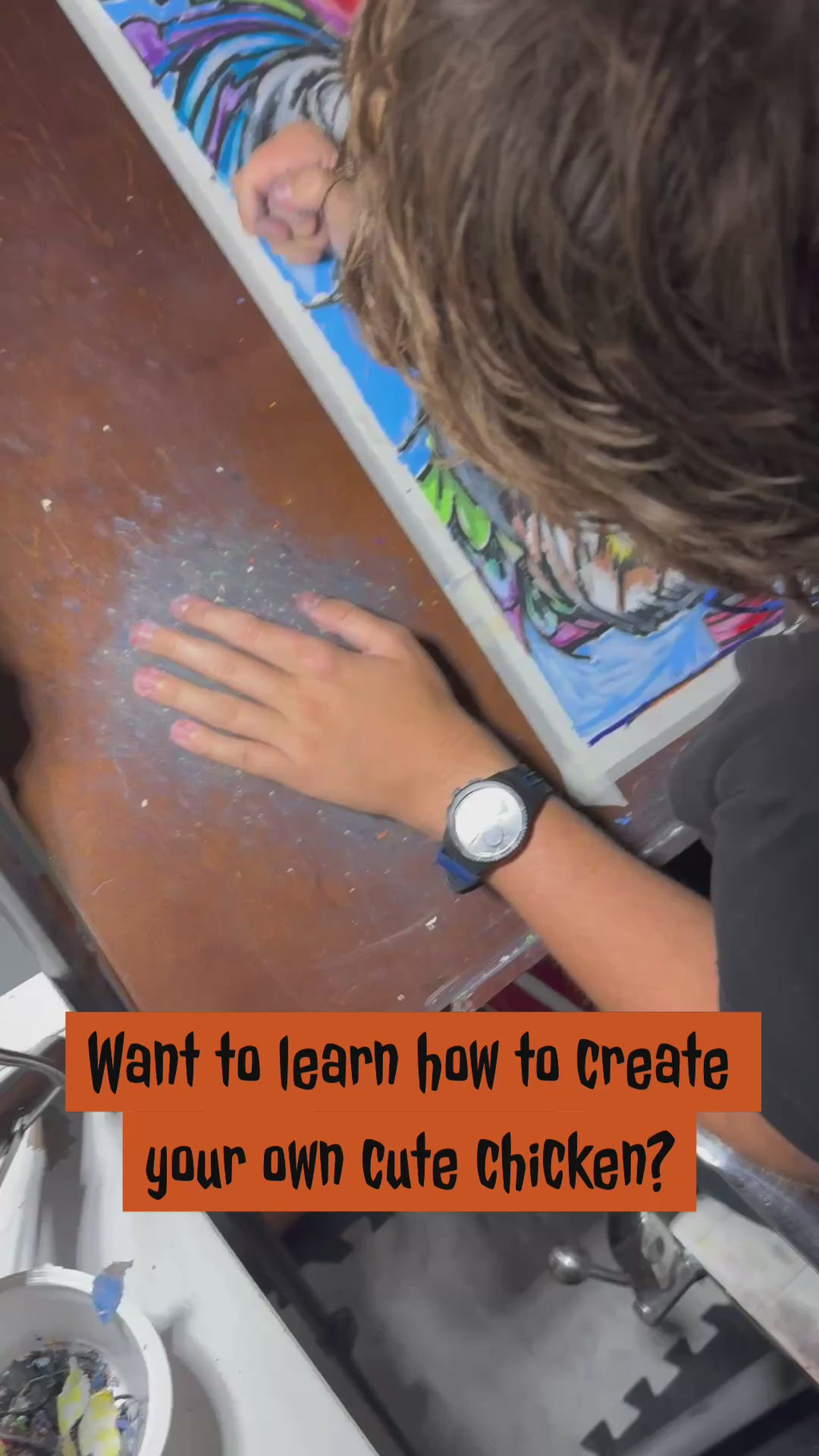 Colorful Chicken - ORIGINAL OIL PASTEL ARTWORK - 19x24" (video attached)