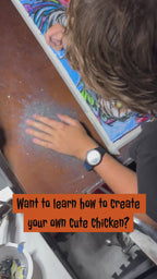 Colorful Chicken - ORIGINAL OIL PASTEL ARTWORK - 19x24" (video attached)