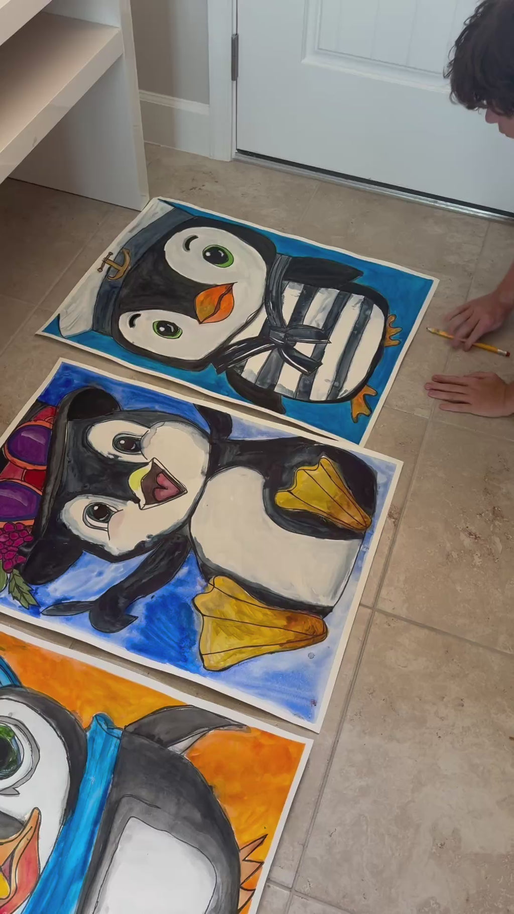 Cute Penguin (Watercolor II) - ORIGINAL  30x22”