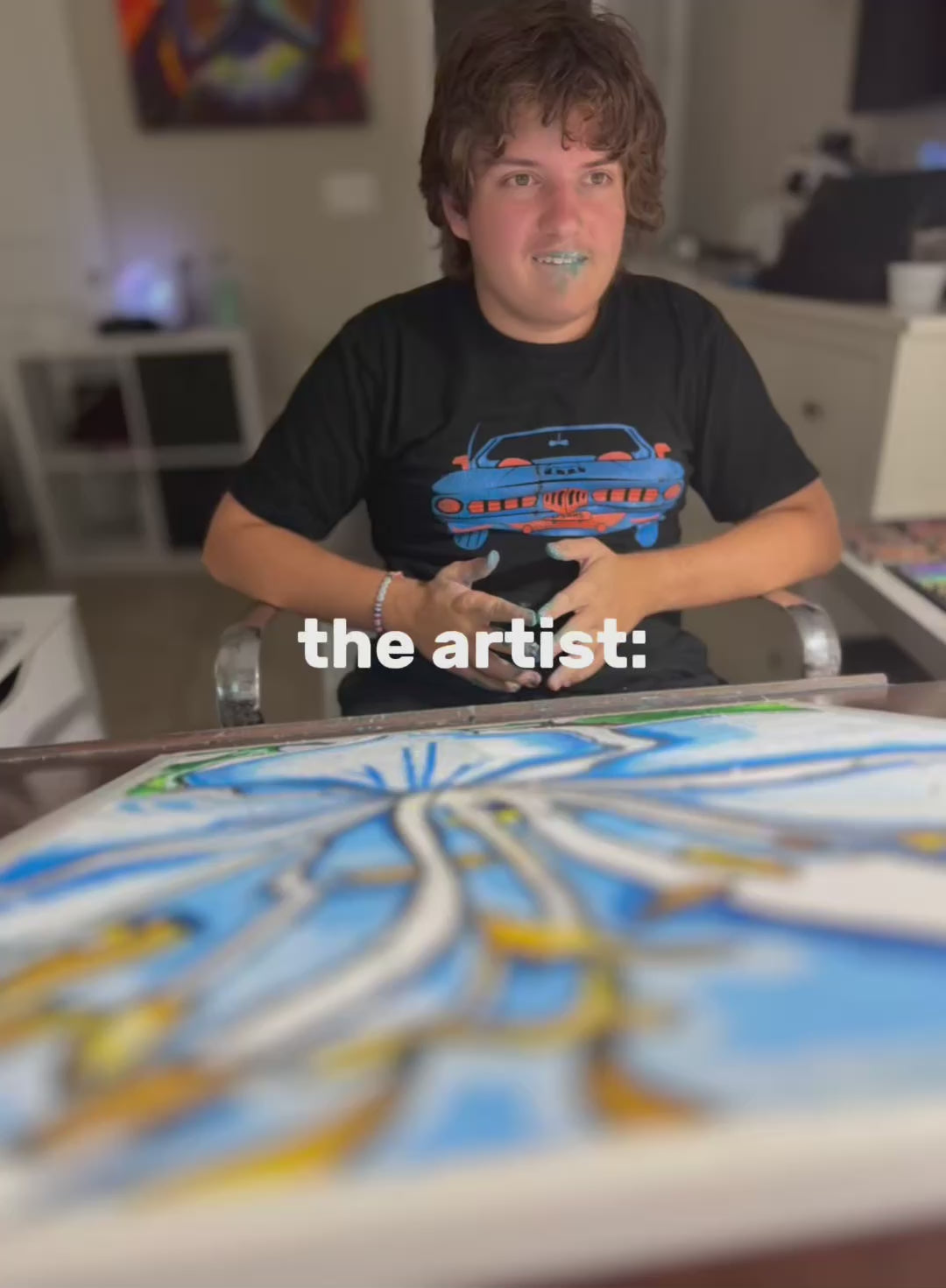 Whispers of Blue - ORIGINAL OIL PASTEL ARTWORK - 19x24" (video attached)