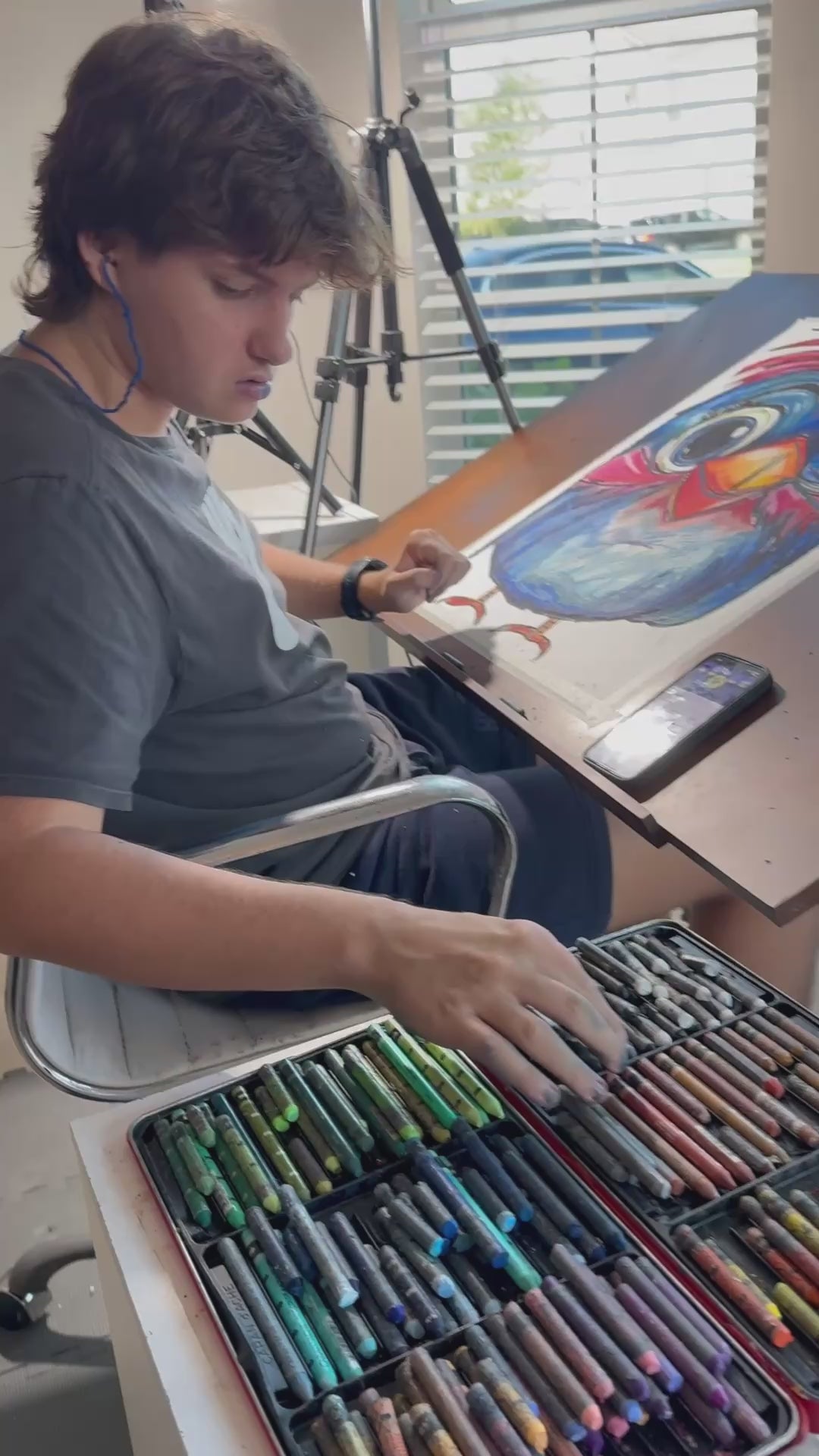 Bluella - ORIGINAL OIL PASTEL ARTWORK - 19x24" (video attached)