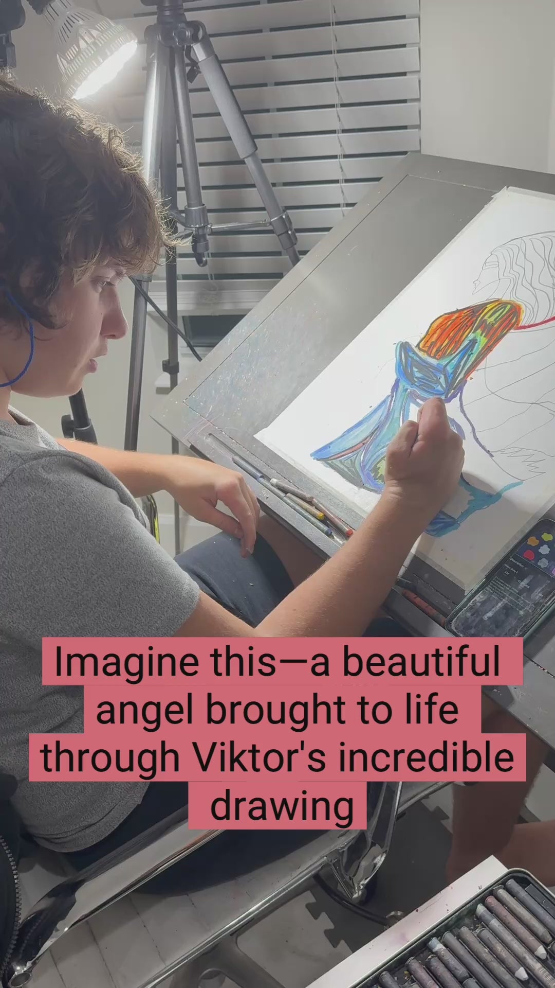 Angel - ORIGINAL OIL PASTEL ARTWORK - 16x19”