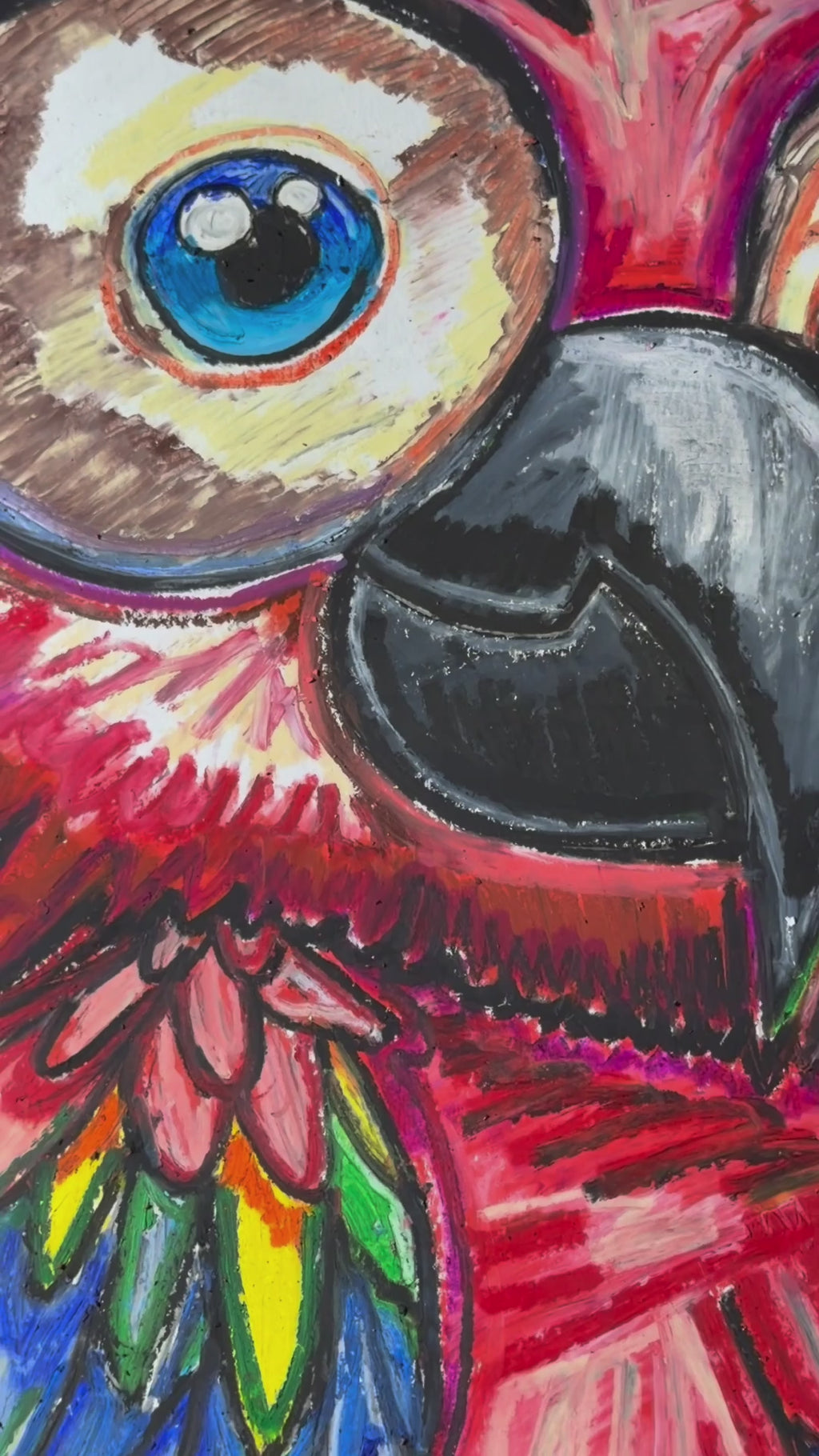 Red Ember - ORIGINAL OIL PASTEL ARTWORK - 19x24"(video attached)