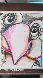 Big Eyed Beauty - ORIGINAL OIL PASTEL ARTWORK - 19x24" (video attached)