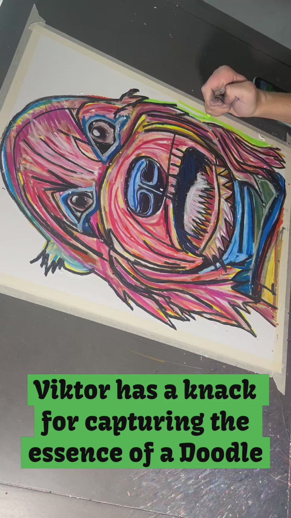 The Colorful Doodle - ORIGINAL 16x19” (video attached)