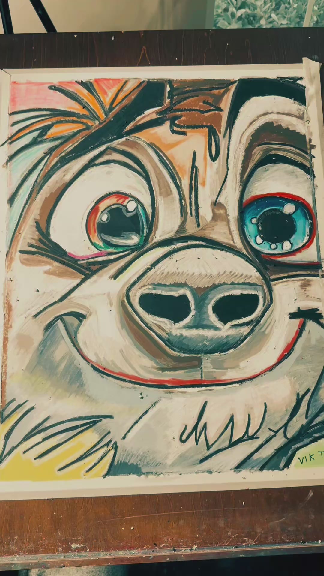 Meerkat - Original oil pastels artwork 19x24” (video attached)