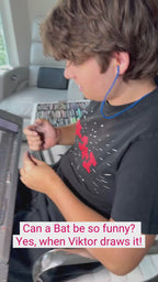 Bat - ORIGINAL OIL PASTEL ARTWORK - 16x20" (video attached)