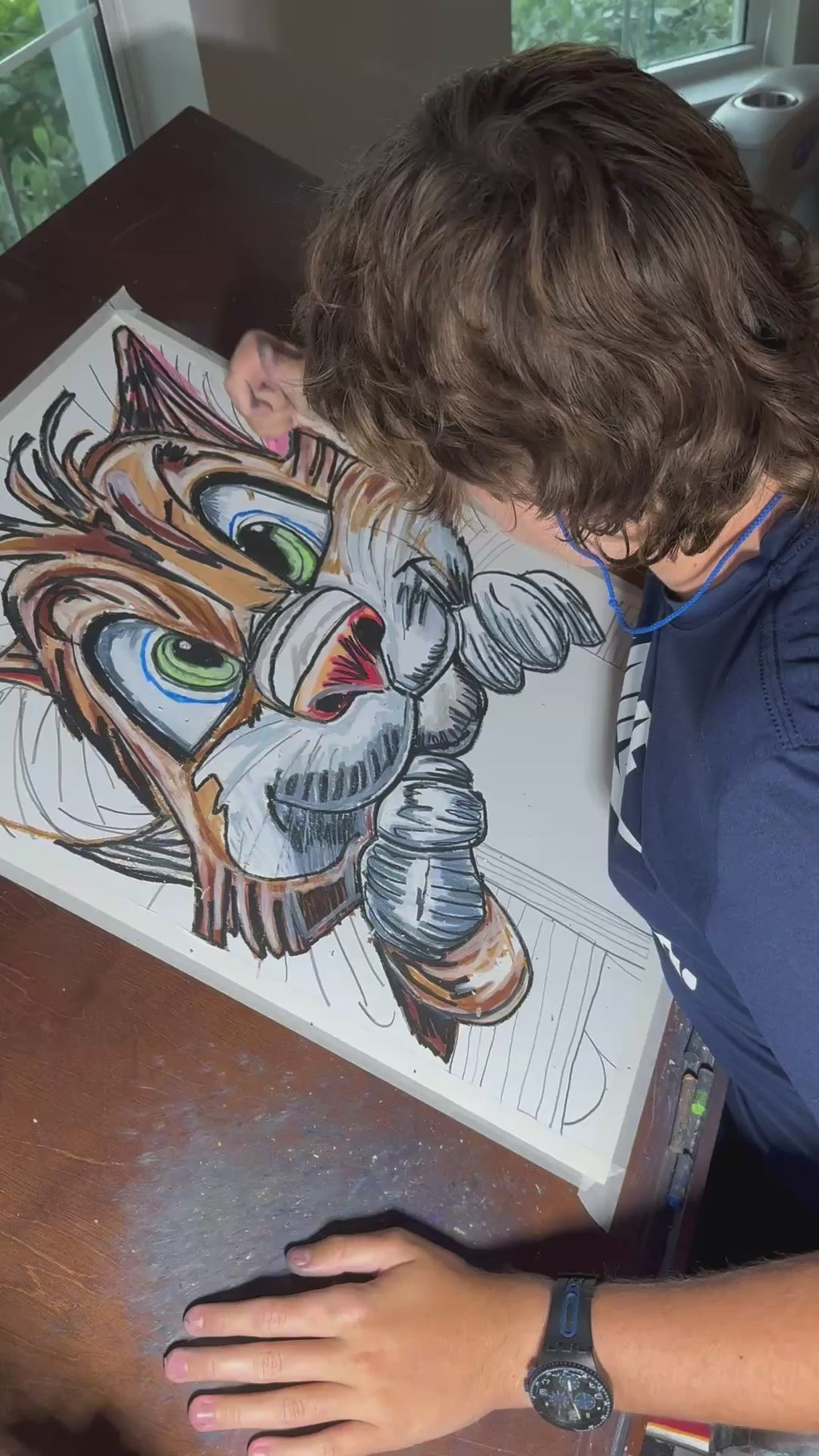 Silly Head - ORIGINAL OIL PASTEL ARTWORK - 19x24" (video attached)