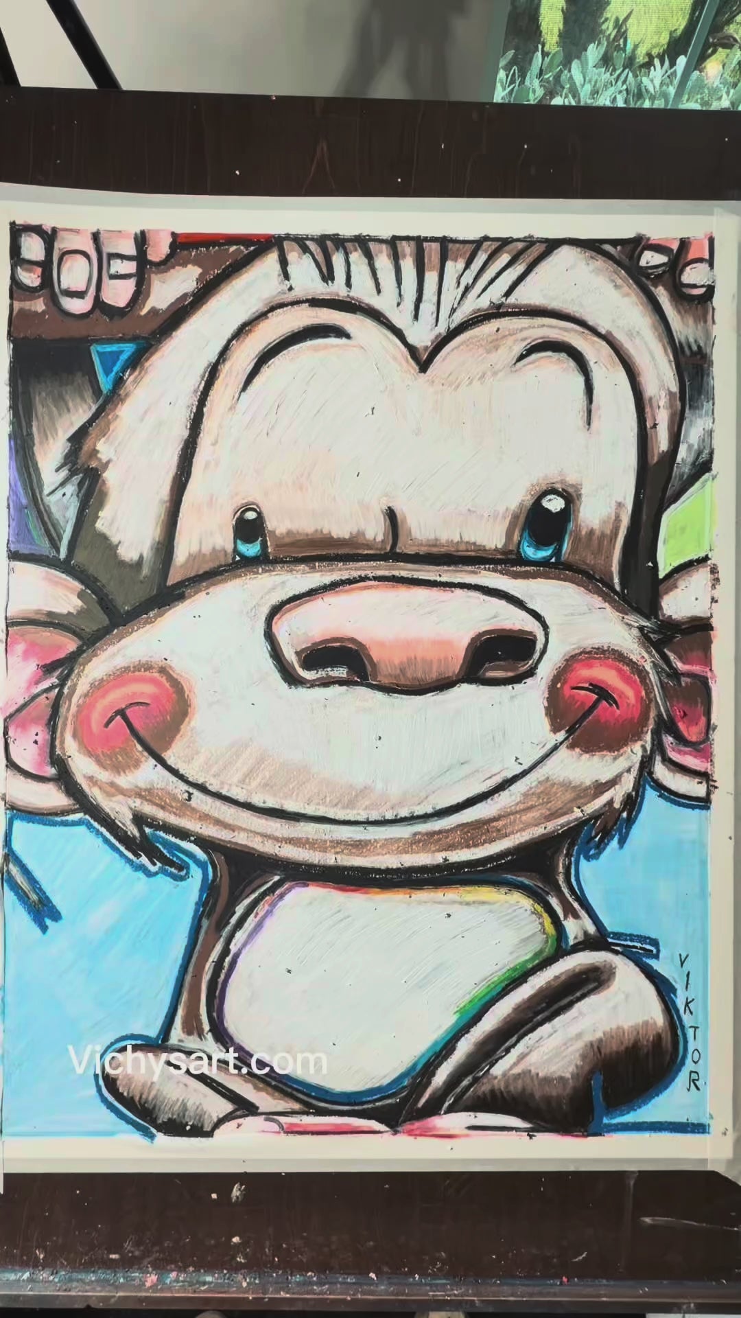 Monkeying Around - Original oil pastels artwork 19x24” (video attached)